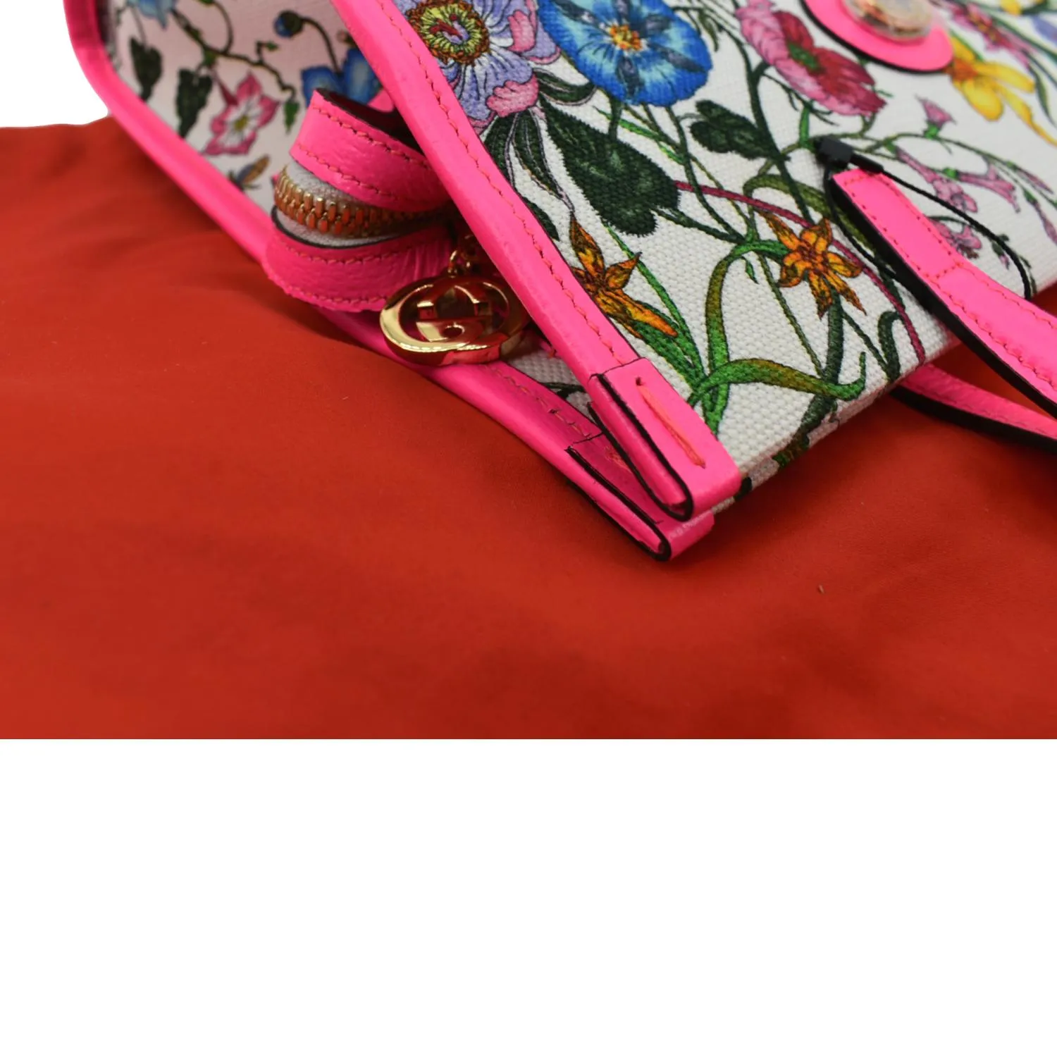 GUCCI Medium Flora Canvas Tote Shoulder Bag Pink 550141