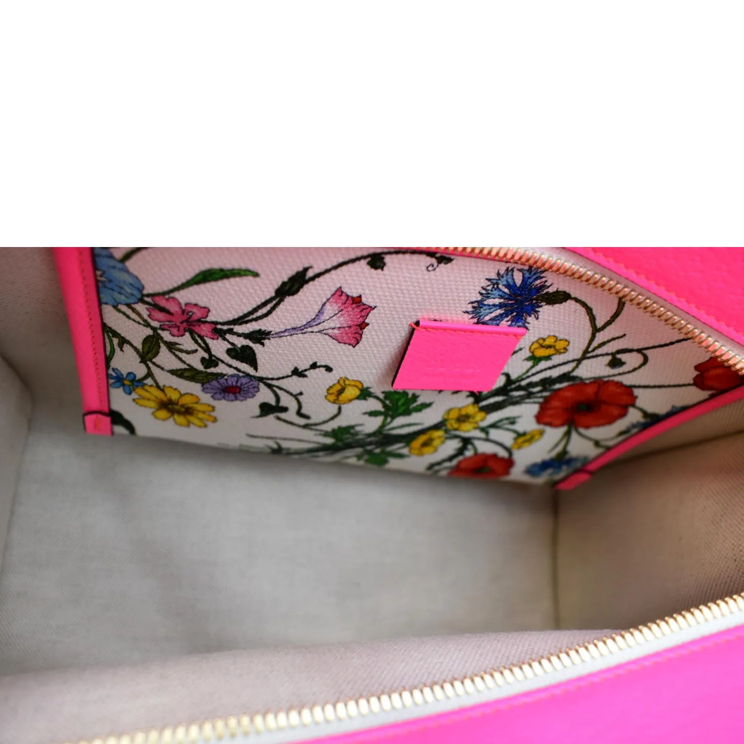 GUCCI Medium Flora Canvas Tote Shoulder Bag Pink 550141
