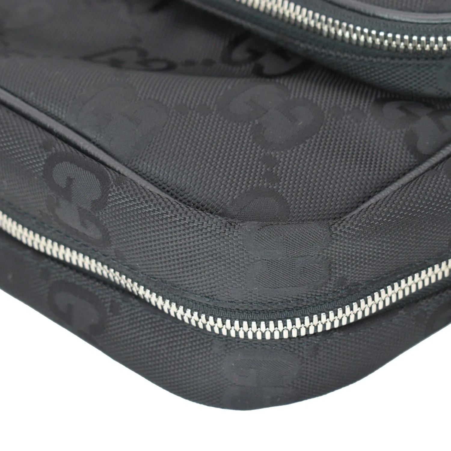 GUCCI Off The Grid GG Monogram Nylon Shoulder Bag Black 625858