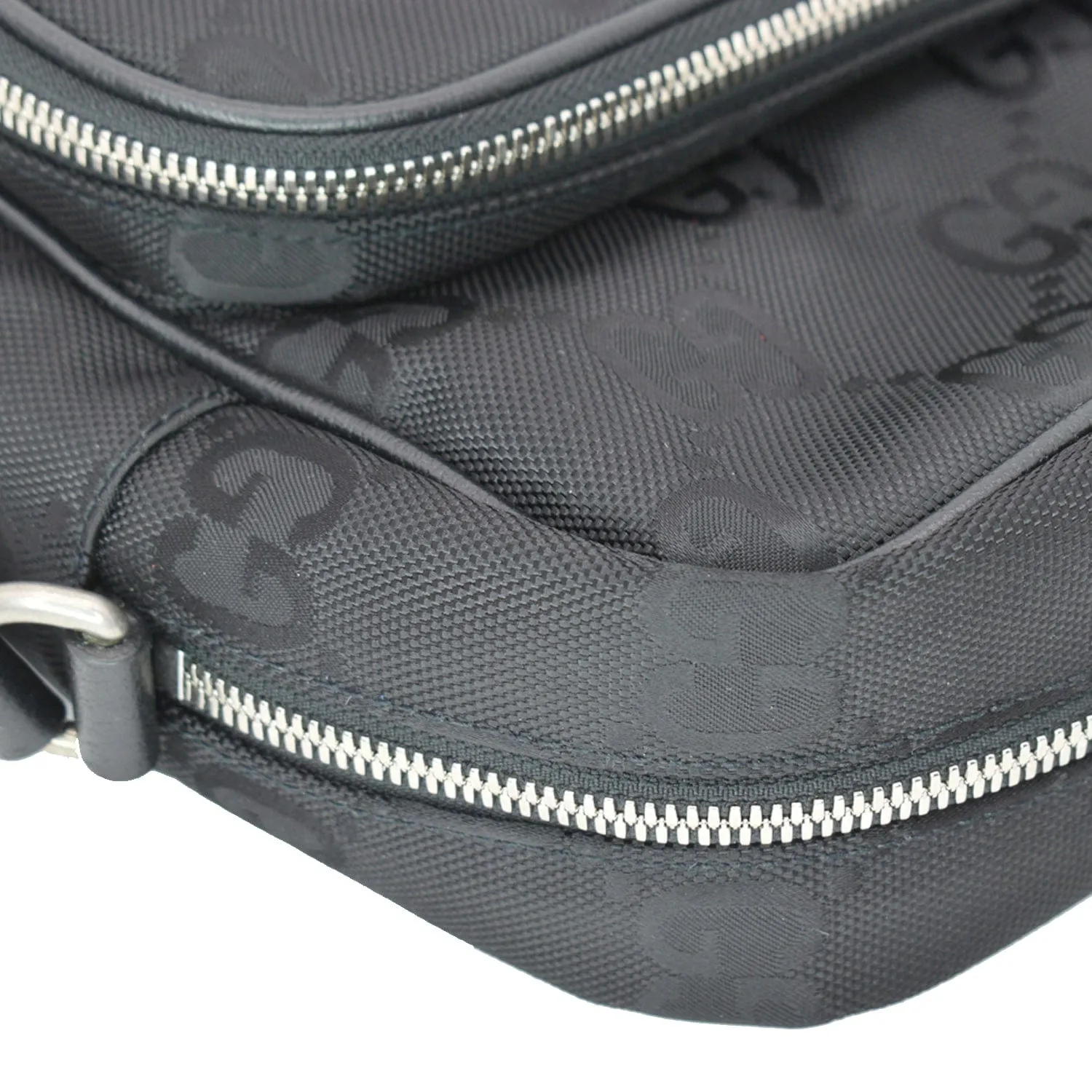 GUCCI Off The Grid GG Monogram Nylon Shoulder Bag Black 625858