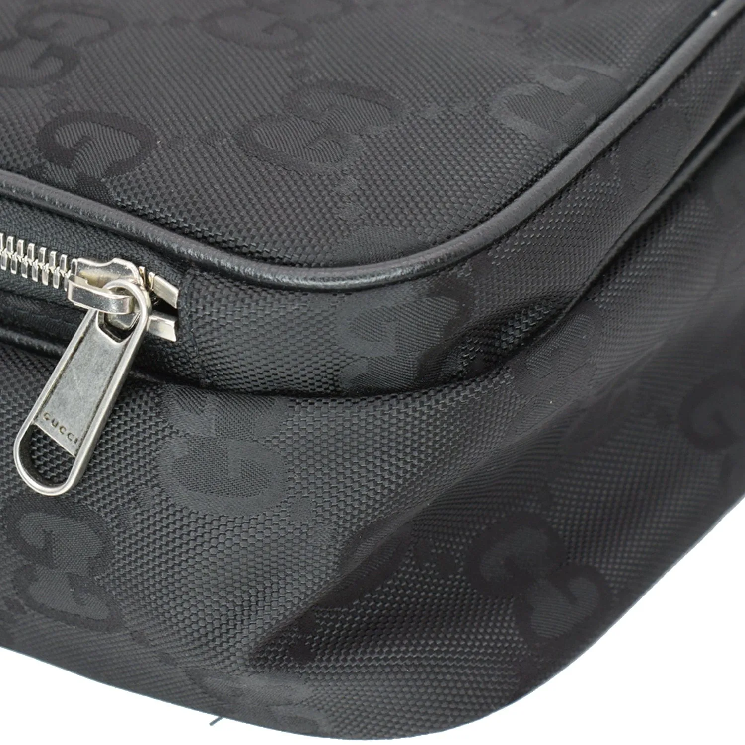 GUCCI Off The Grid GG Monogram Nylon Shoulder Bag Black 625858