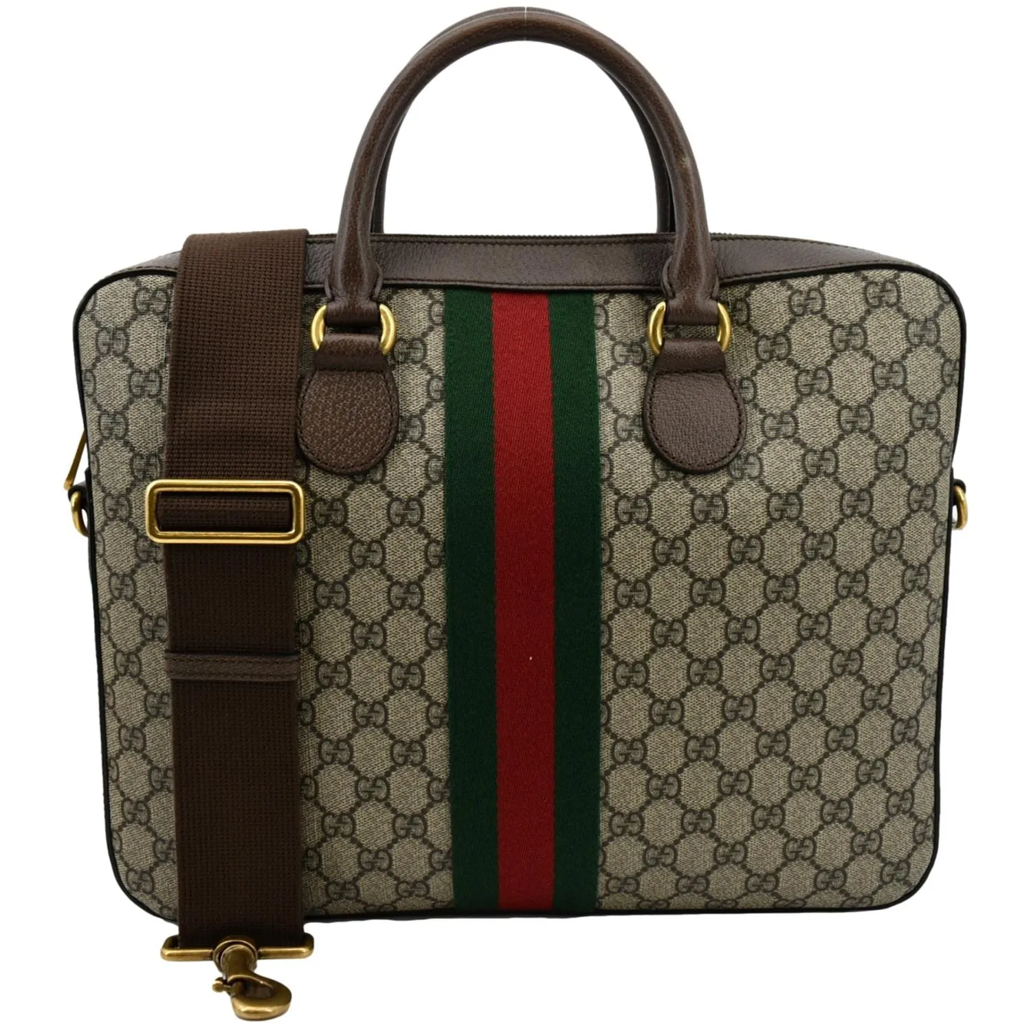 GUCCI Ophidia Soft GG Supreme Canvas Leather Briefcase Shoulder Bag Beige 574793