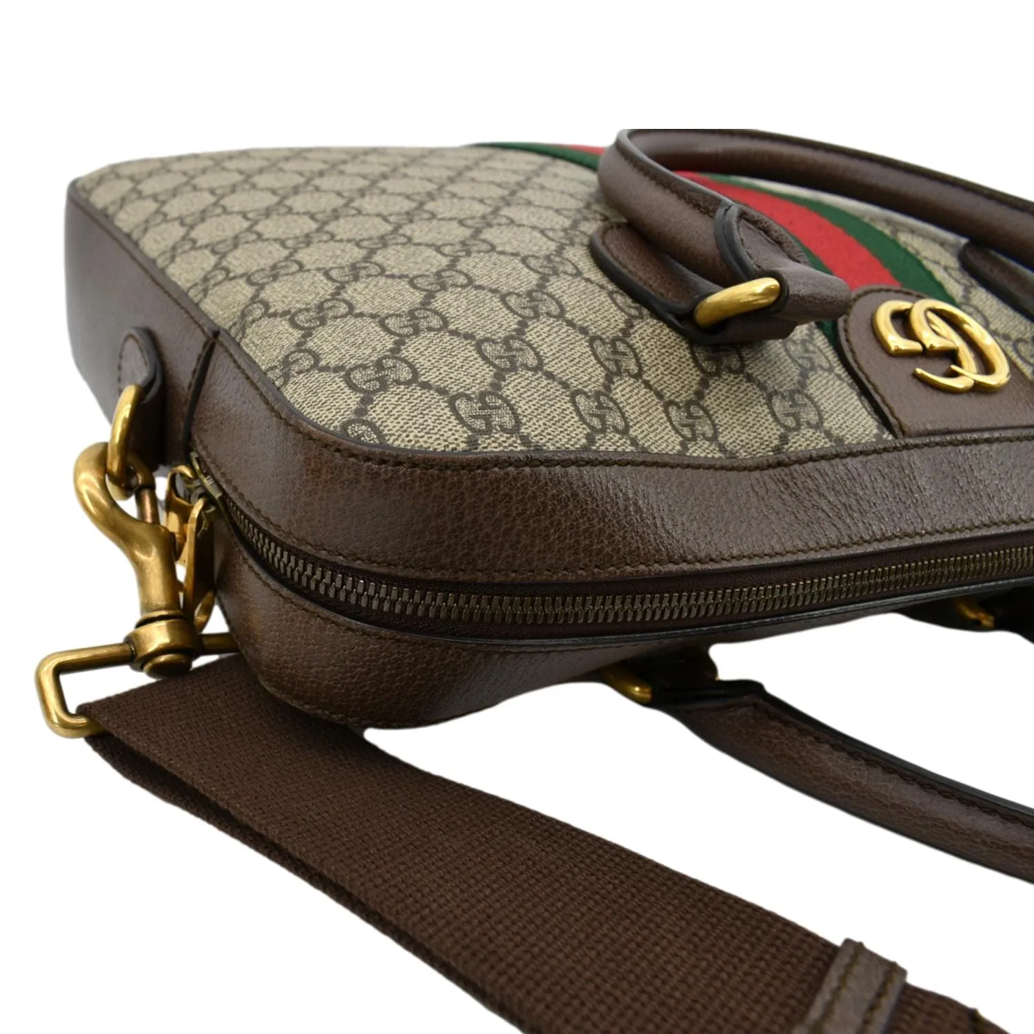 GUCCI Ophidia Soft GG Supreme Canvas Leather Briefcase Shoulder Bag Beige 574793