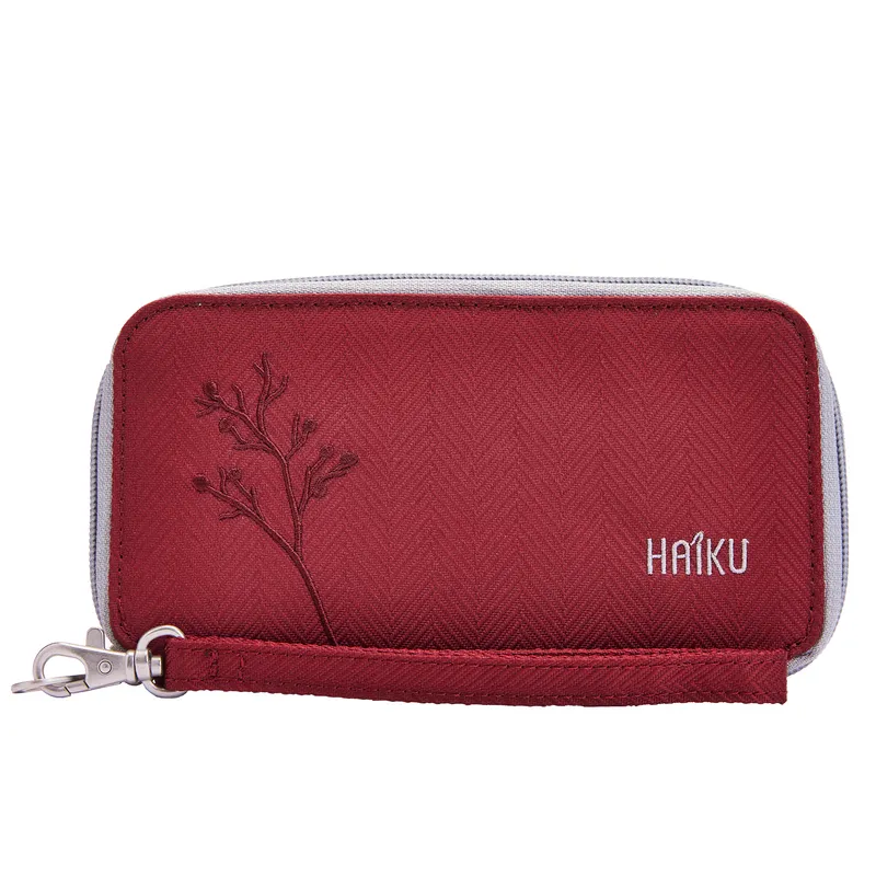 Haiku Intrepid RFID Wallet in Rosewood, Stone Gray, River Rock Blue, Gray Poplar & Black