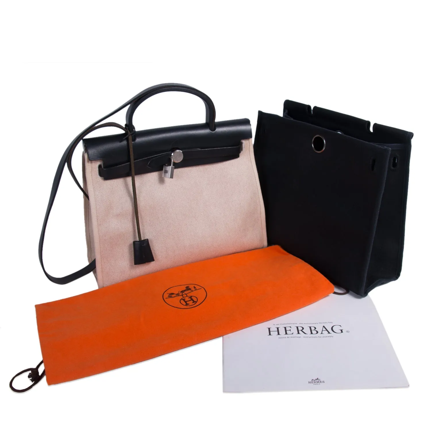 Hermès Herbag PM Toile Beige Black