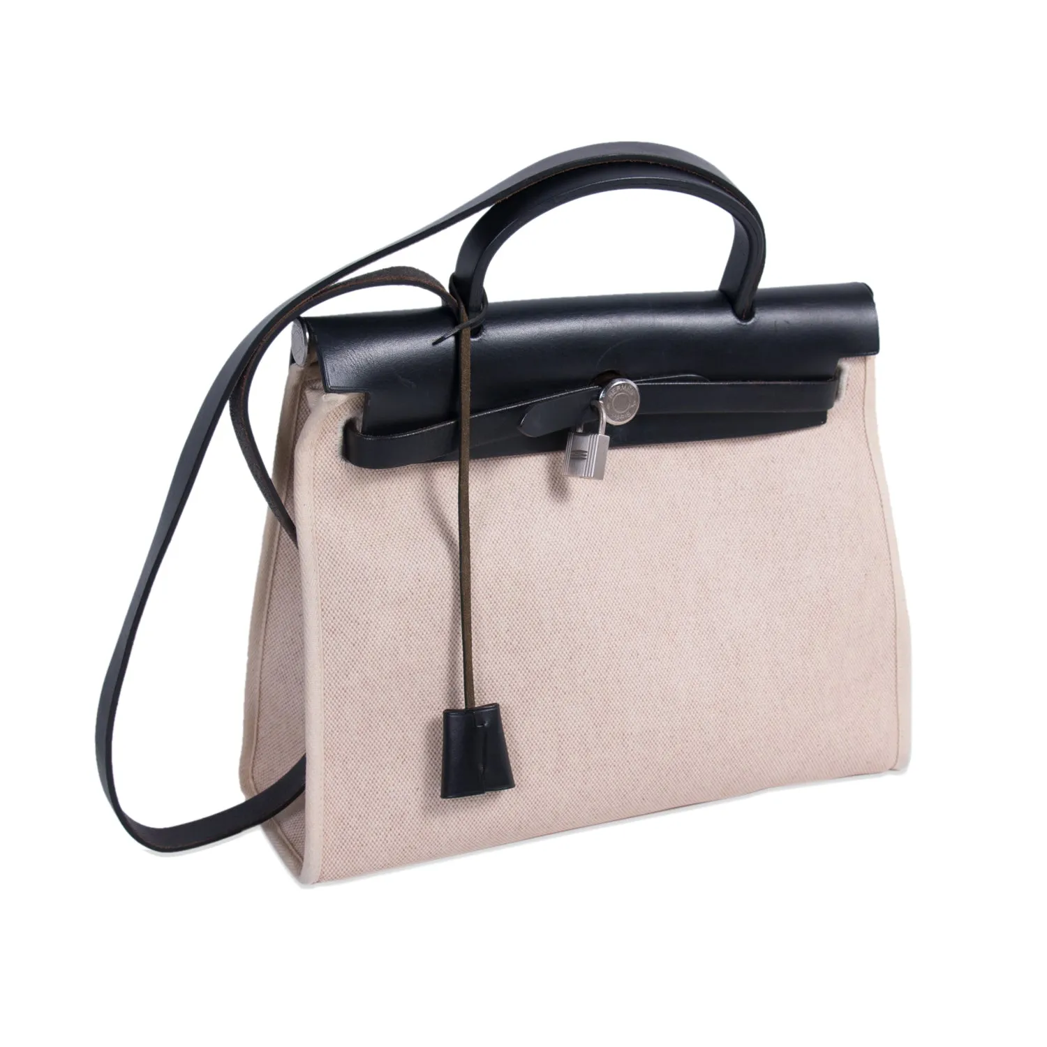 Hermès Herbag PM Toile Beige Black