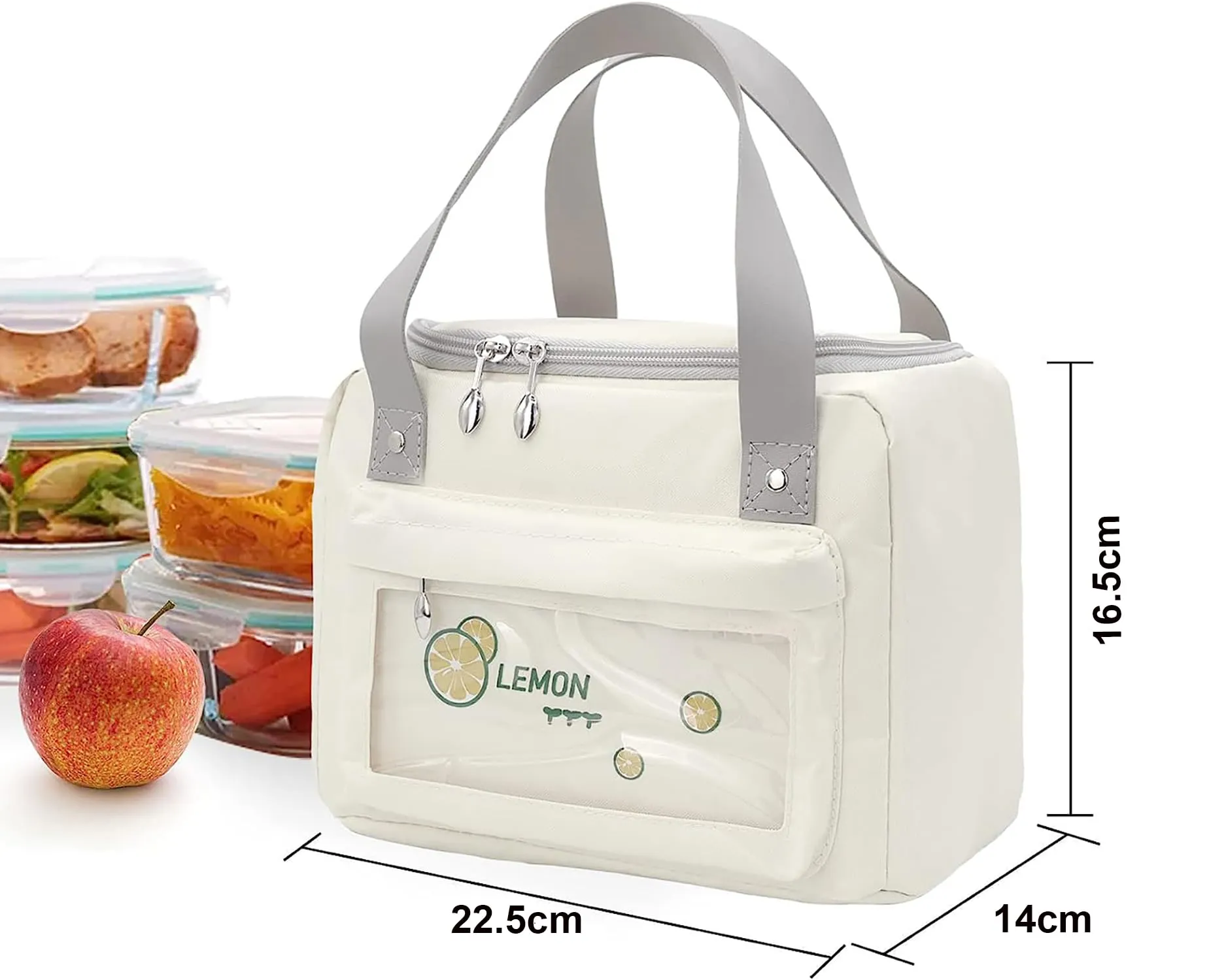 House of Quirk Insulated Reusable Lunch Bag Tote Bag for Women Printed Lunch Bag for School Picnic Office Outdoor Gym (Blue Flower Leaves) (Nylon)