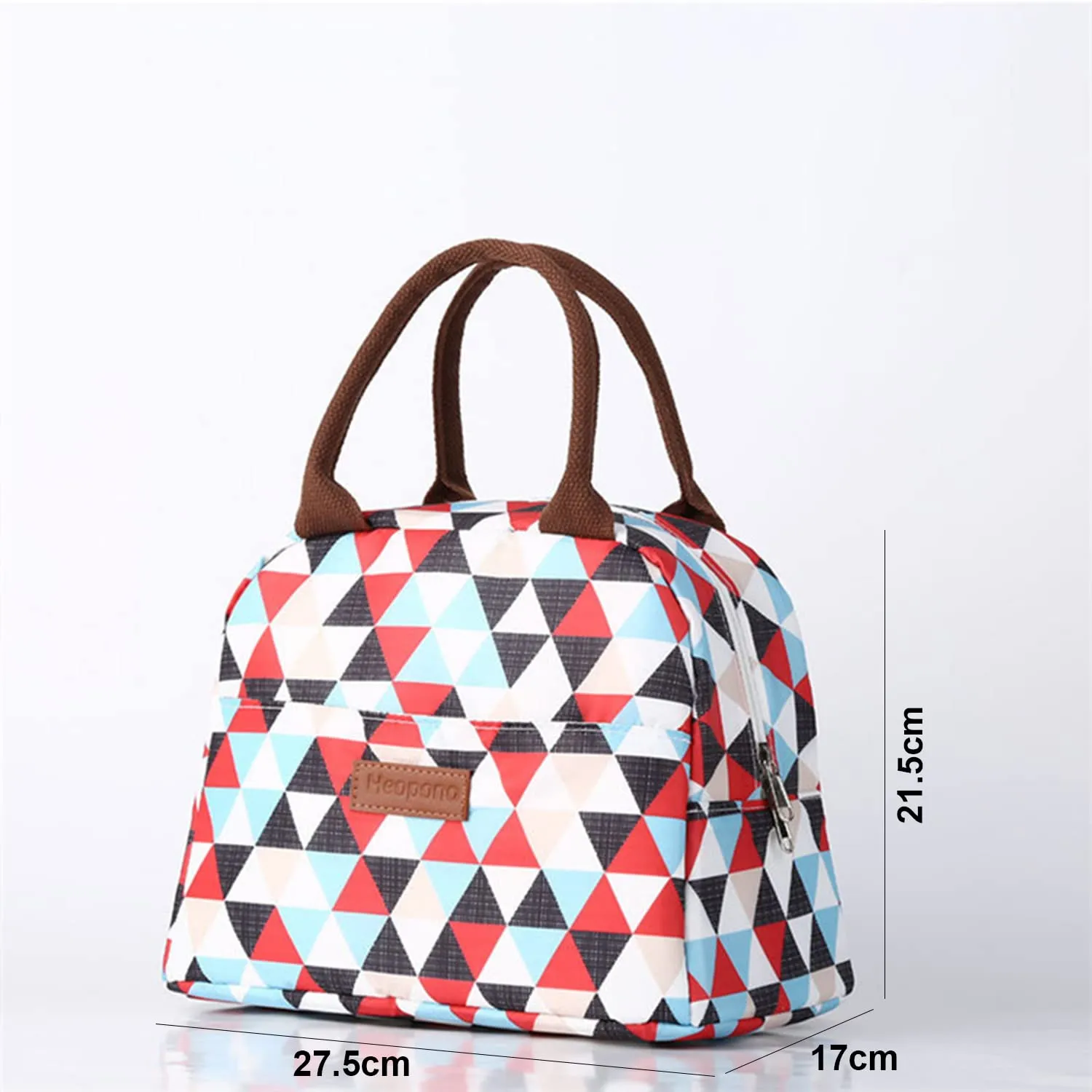 House of Quirk Insulated Reusable Lunch Bag Tote Bag for Women Printed Lunch Bag for School Picnic Office Outdoor Gym (Blue Flower Leaves) (Nylon)