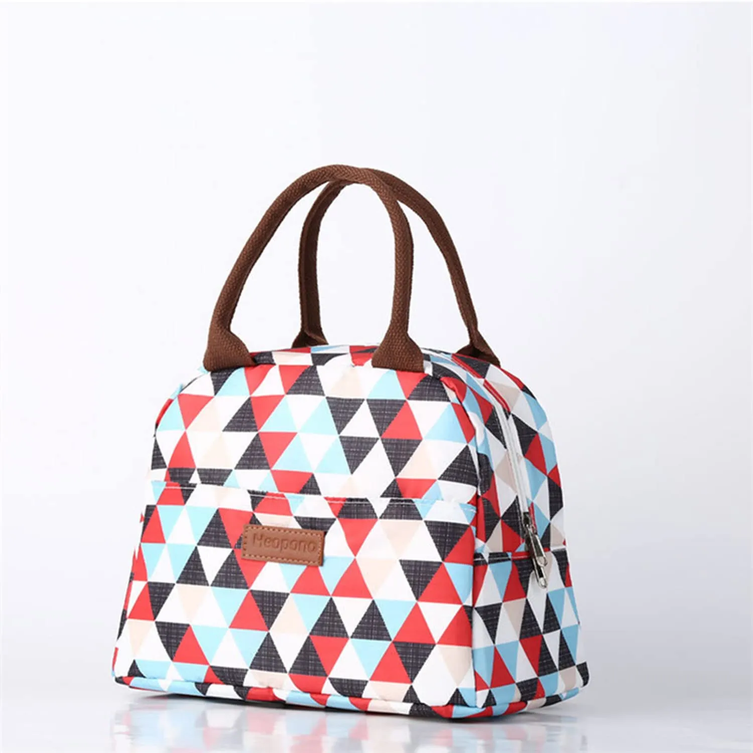 House of Quirk Insulated Reusable Lunch Bag Tote Bag for Women Printed Lunch Bag for School Picnic Office Outdoor Gym (Blue Flower Leaves) (Nylon)
