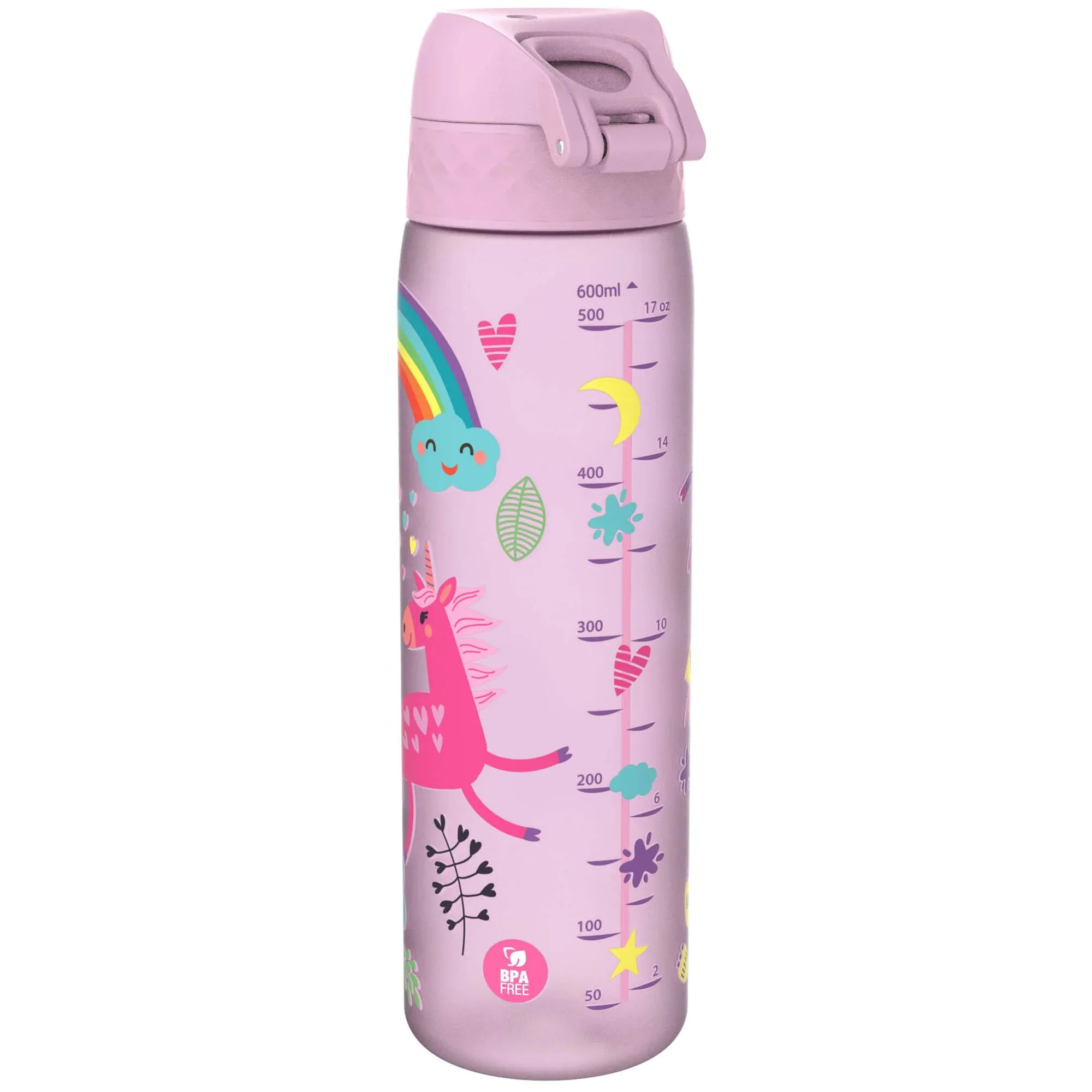ION8 Slim 600ml BPA Free, Water Bottle  Unicorns (Purple)
