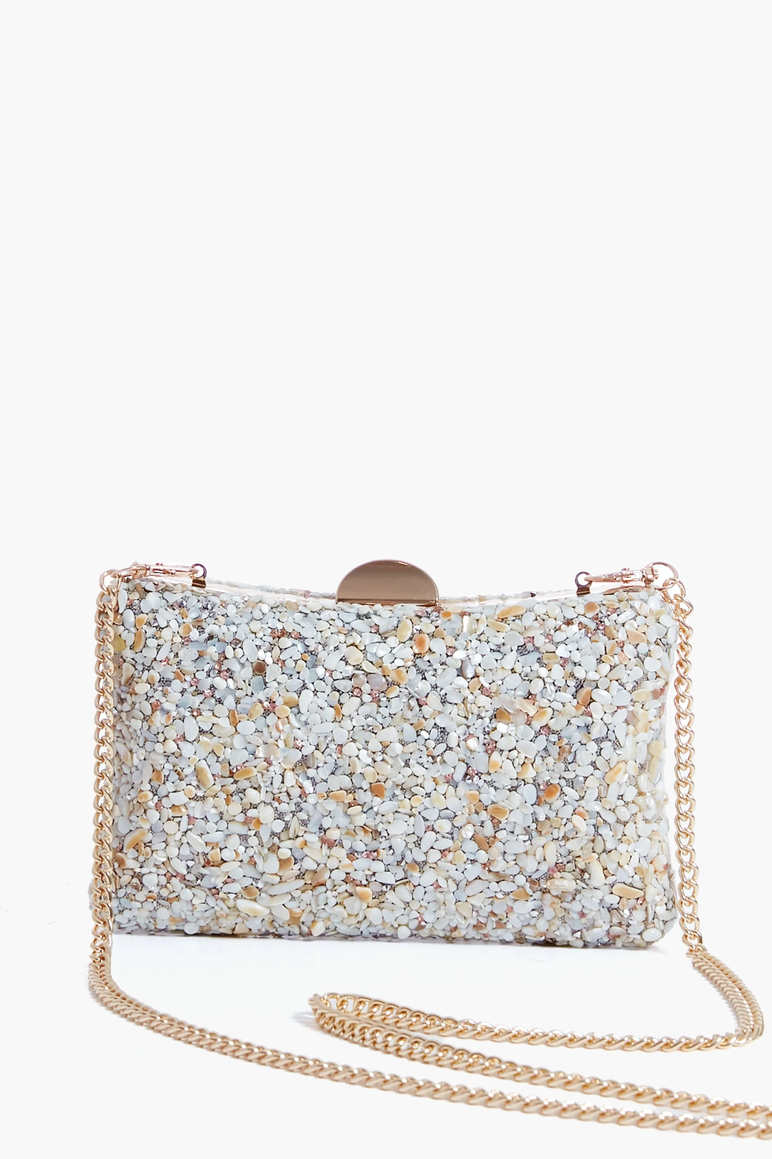 Ivory Shelley Glitter Clutch