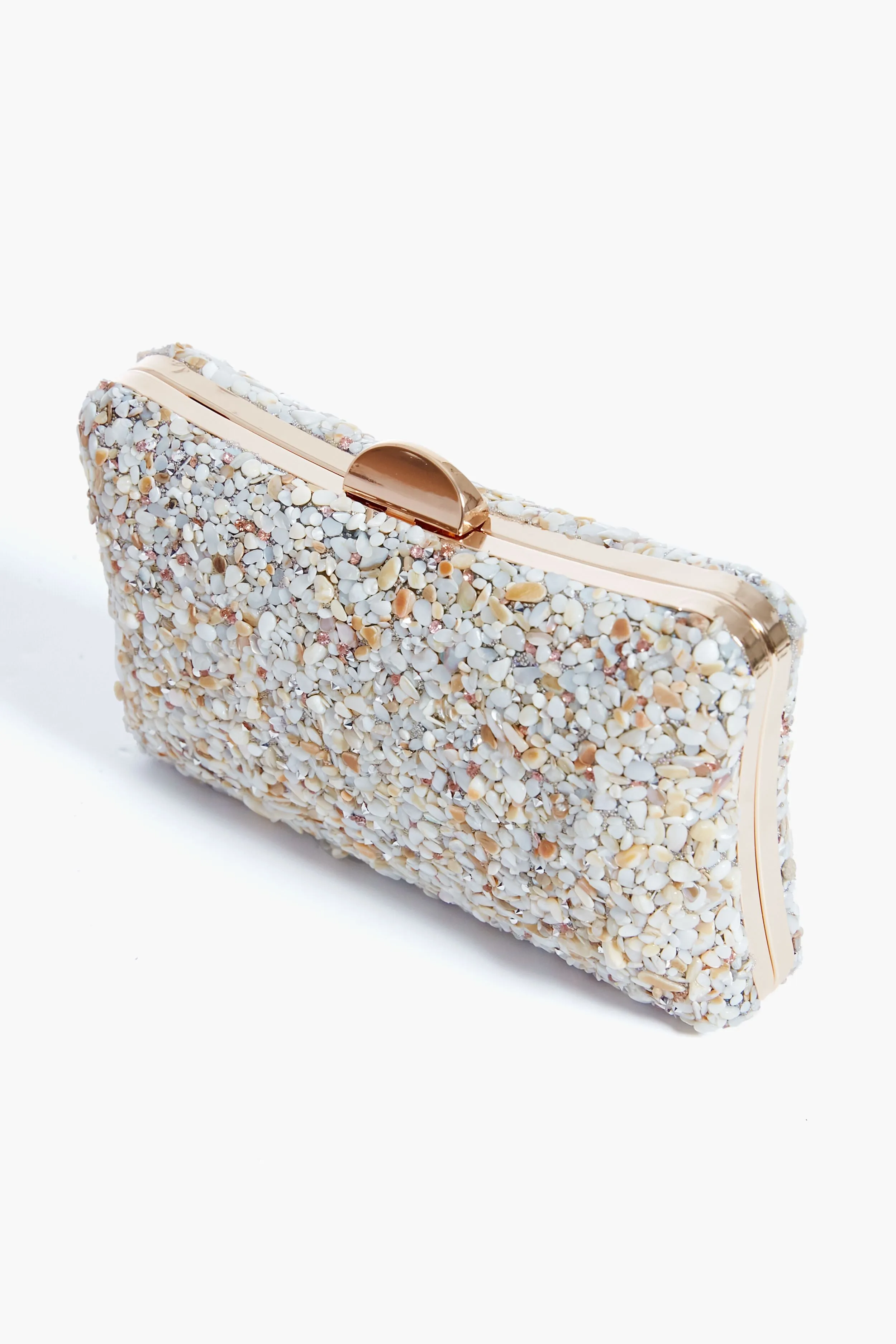Ivory Shelley Glitter Clutch
