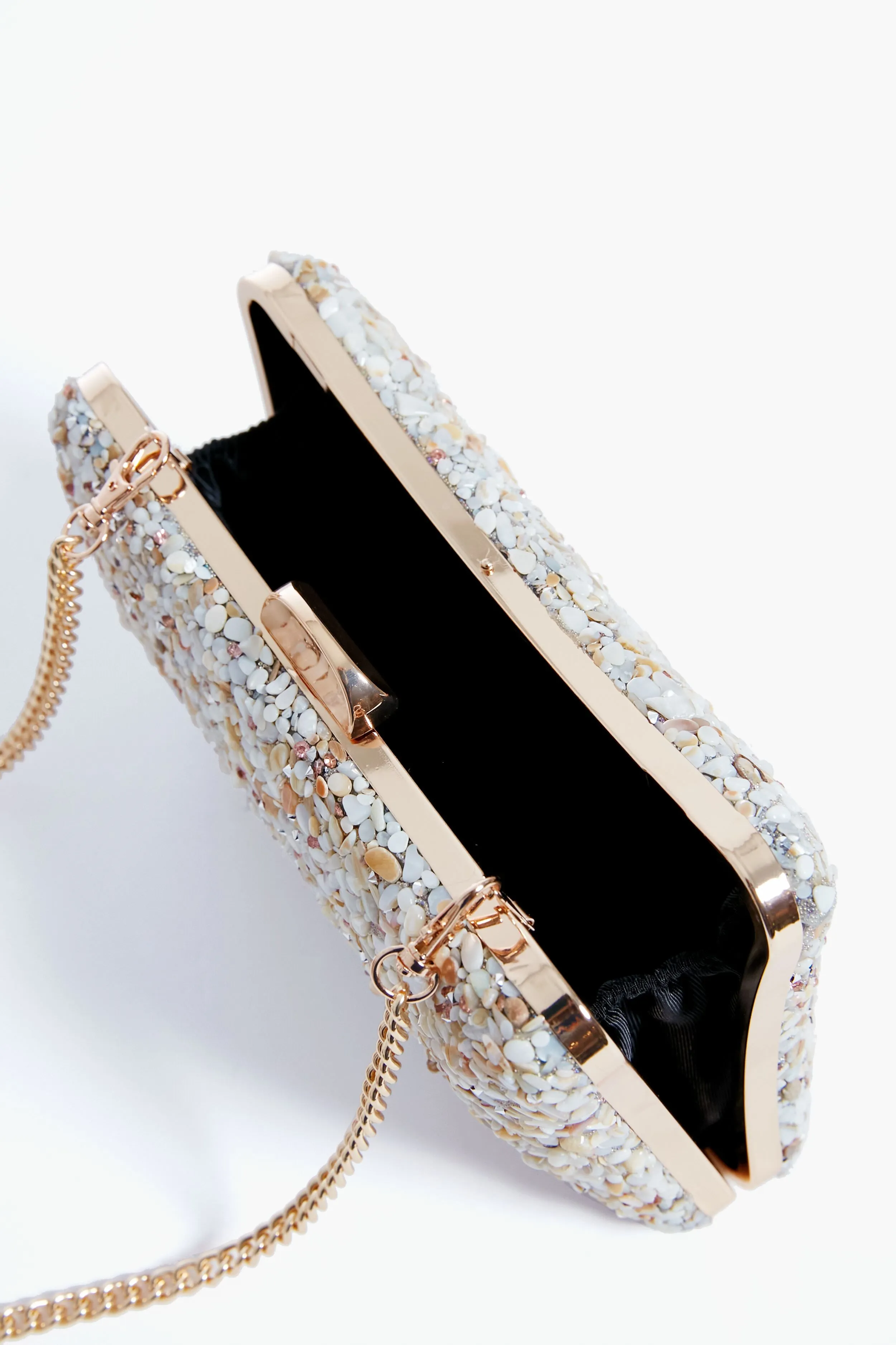 Ivory Shelley Glitter Clutch