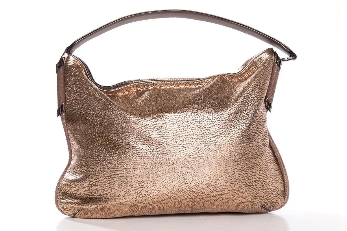 Jimmy Choo Champagne Pebbled Leather Shoulder Bag