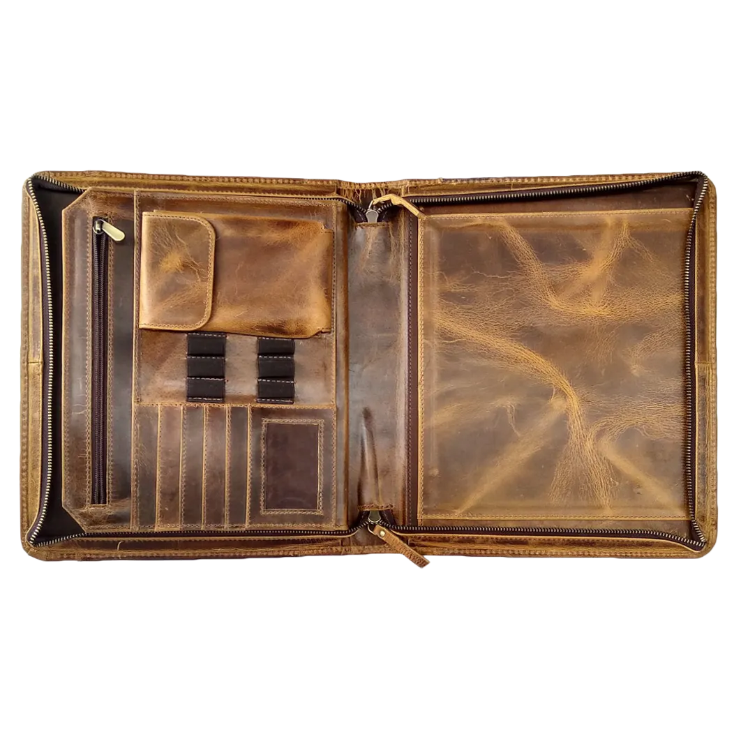 Kingsman Business Leather Padfolio (Antique Brown)
