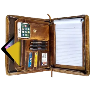Kingsman Business Leather Padfolio (Antique Brown)