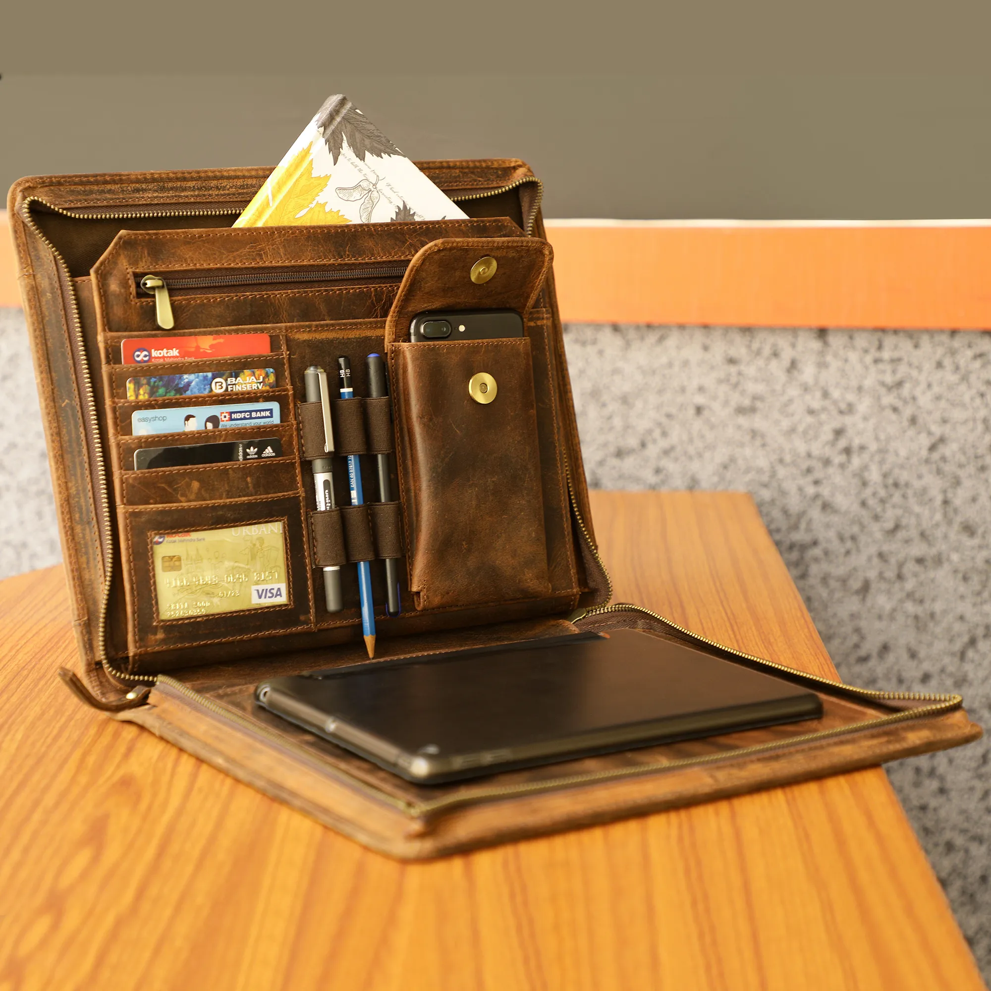 Kingsman Business Leather Padfolio (Antique Brown)