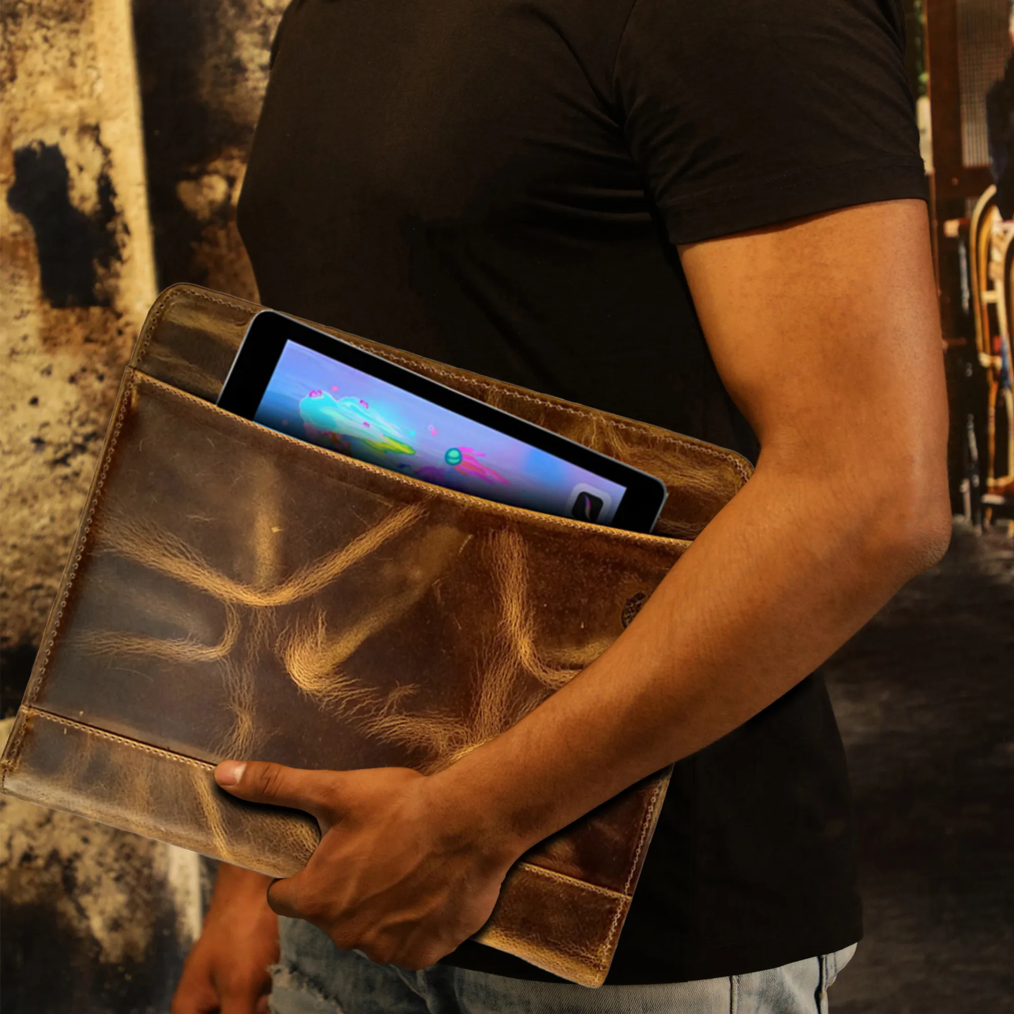 Kingsman Business Leather Padfolio (Antique Brown)