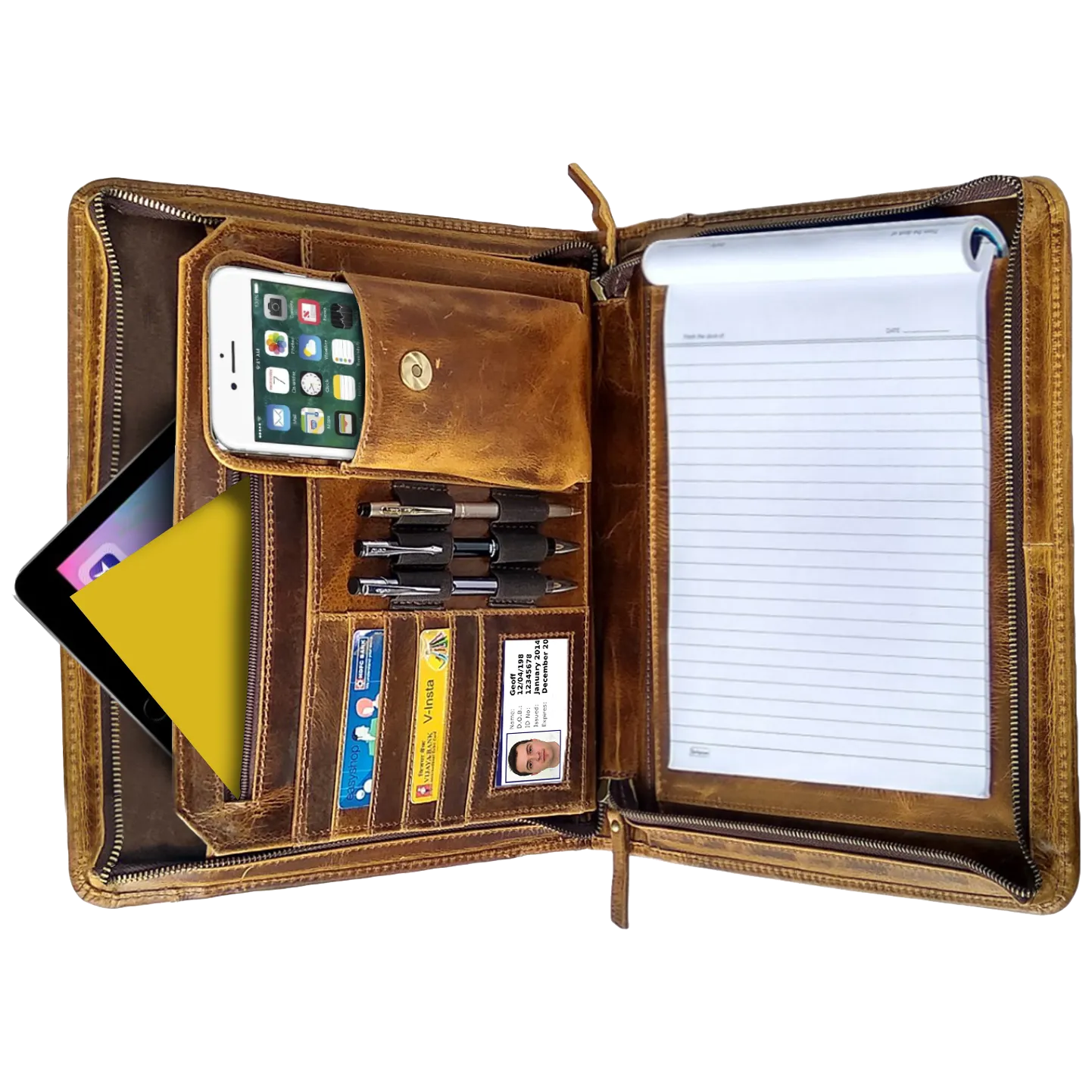 Kingsman Business Leather Padfolio (Antique Brown)