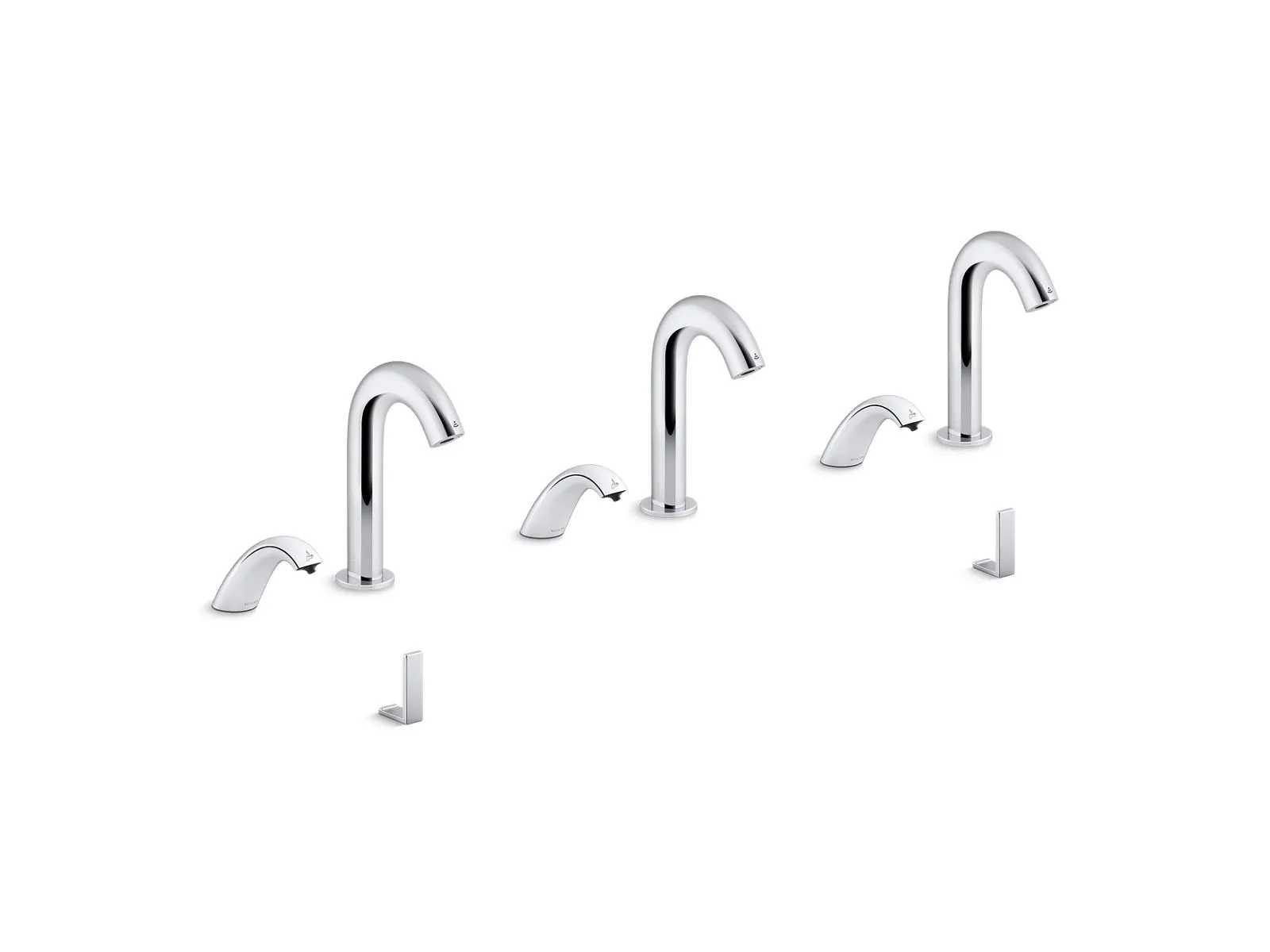 KOHLER K-181033-BB1 Oblo Curve Touchless lavatory faucets and soap dispensers with Kinesis sensor technology, AC-powered, 0.5 gpm