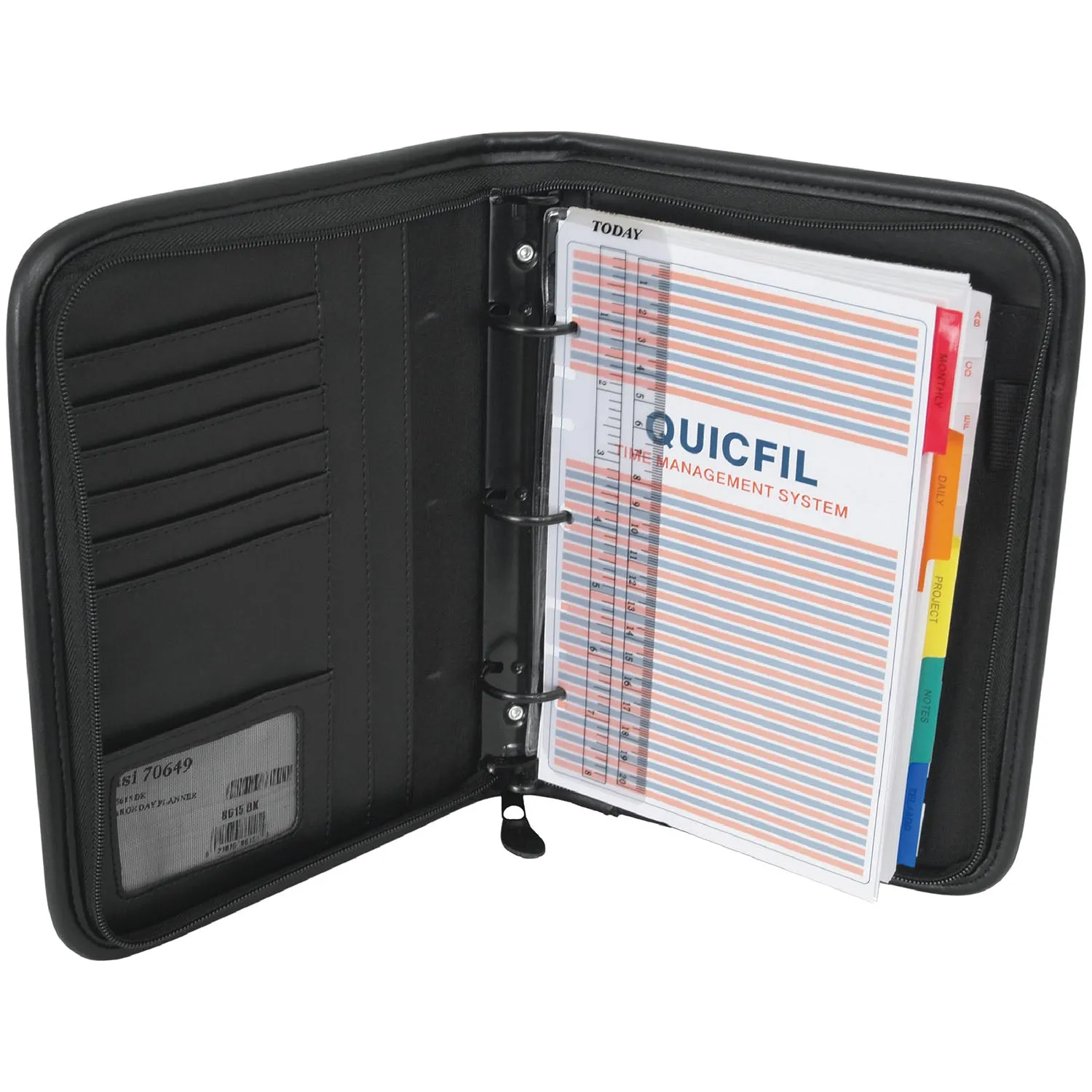 Large Zippered Planner, Black