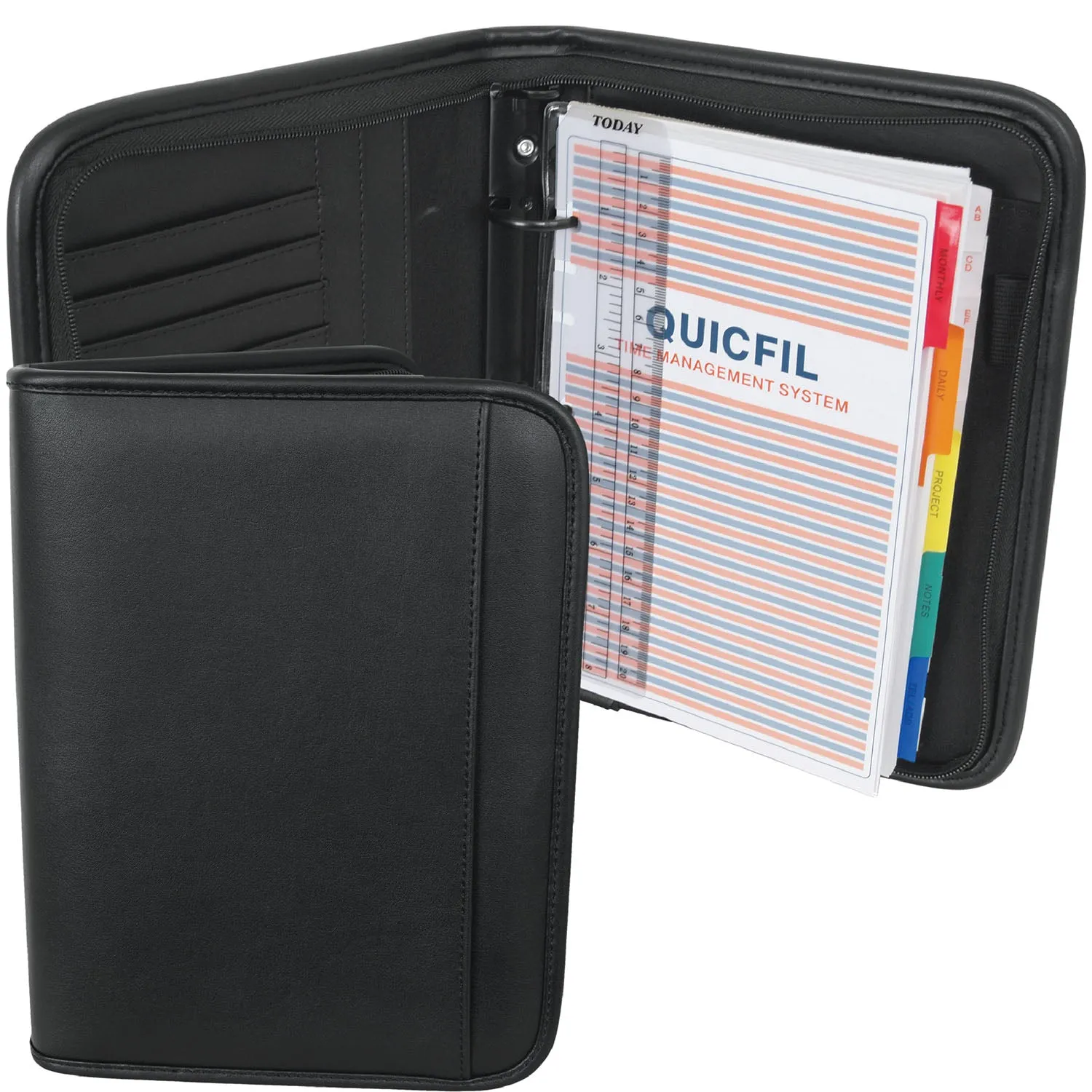 Large Zippered Planner, Black