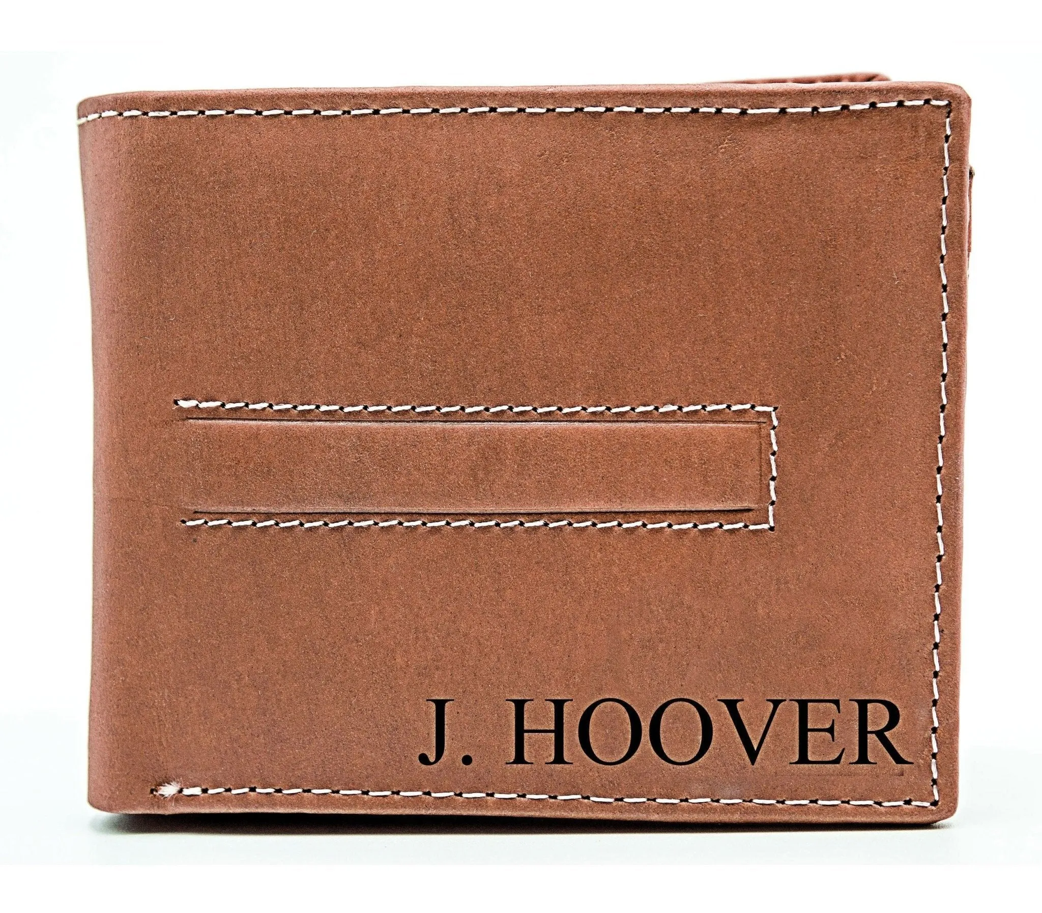 Leather Wallet Milled Bifold Brown Card Holder