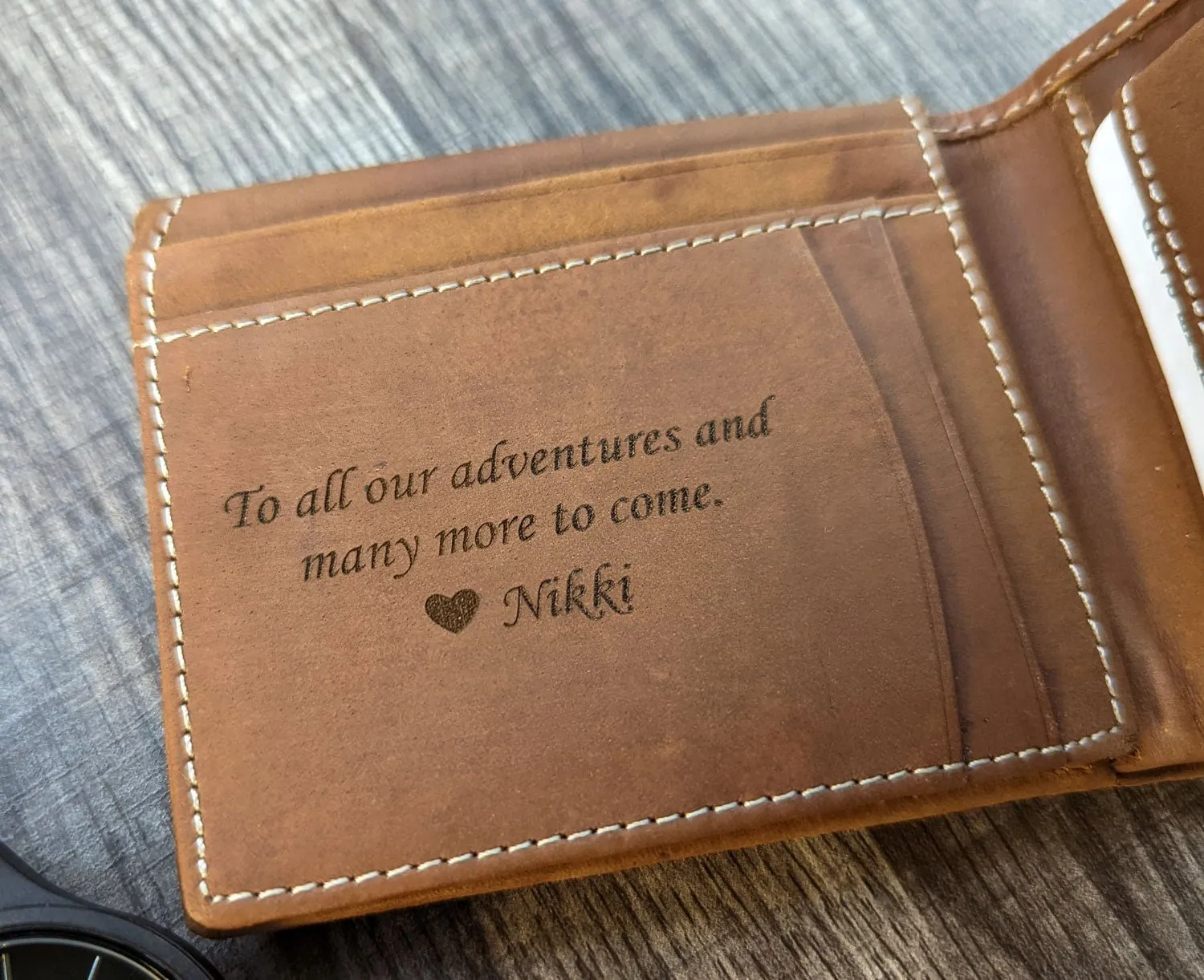 Leather Wallet Milled Bifold Brown Card Holder