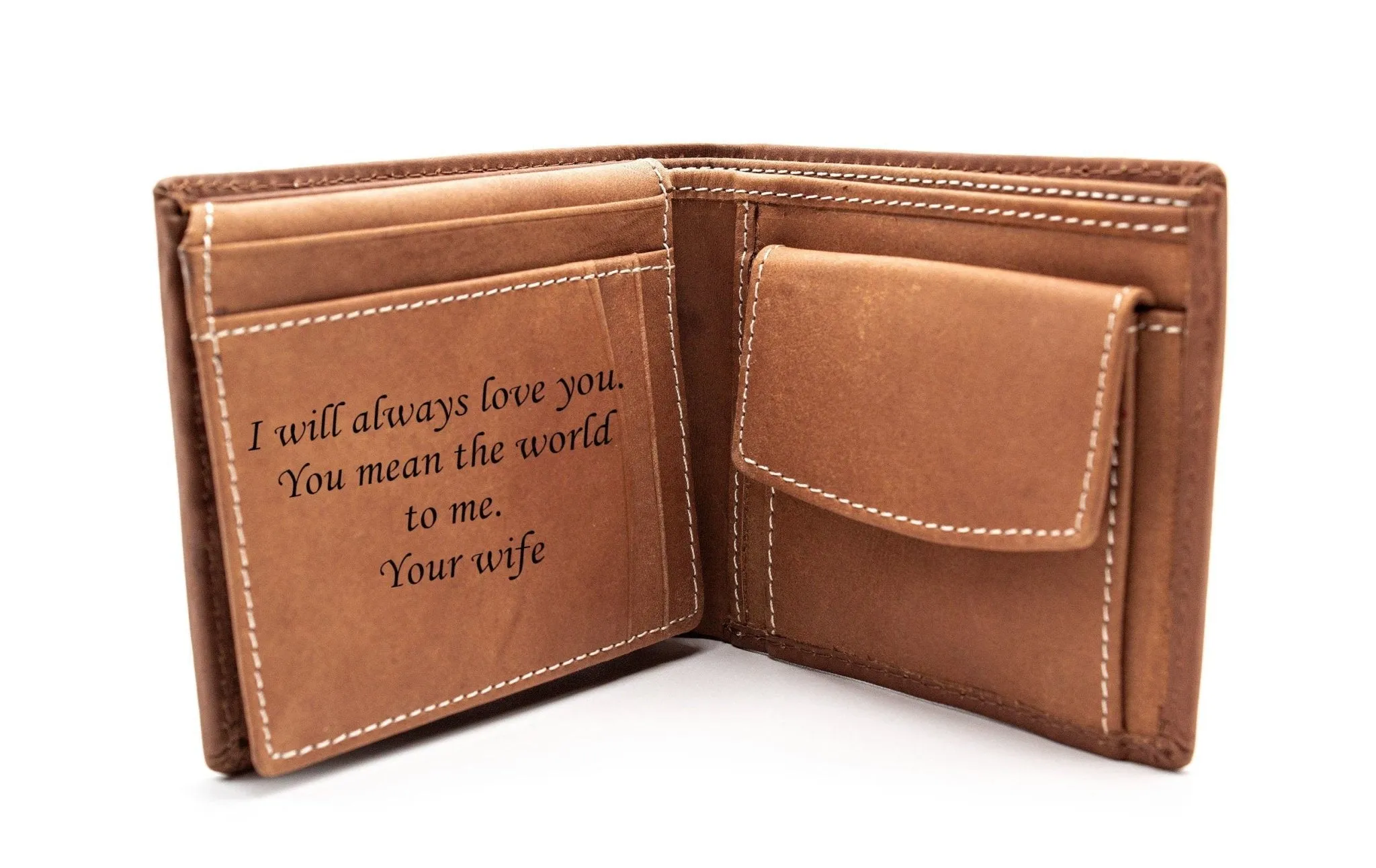 Leather Wallet Milled Bifold Brown Card Holder