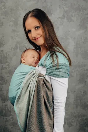 LennyLamb Ring Sling With Gathered Shoulder Little Herringbone Baby Mint