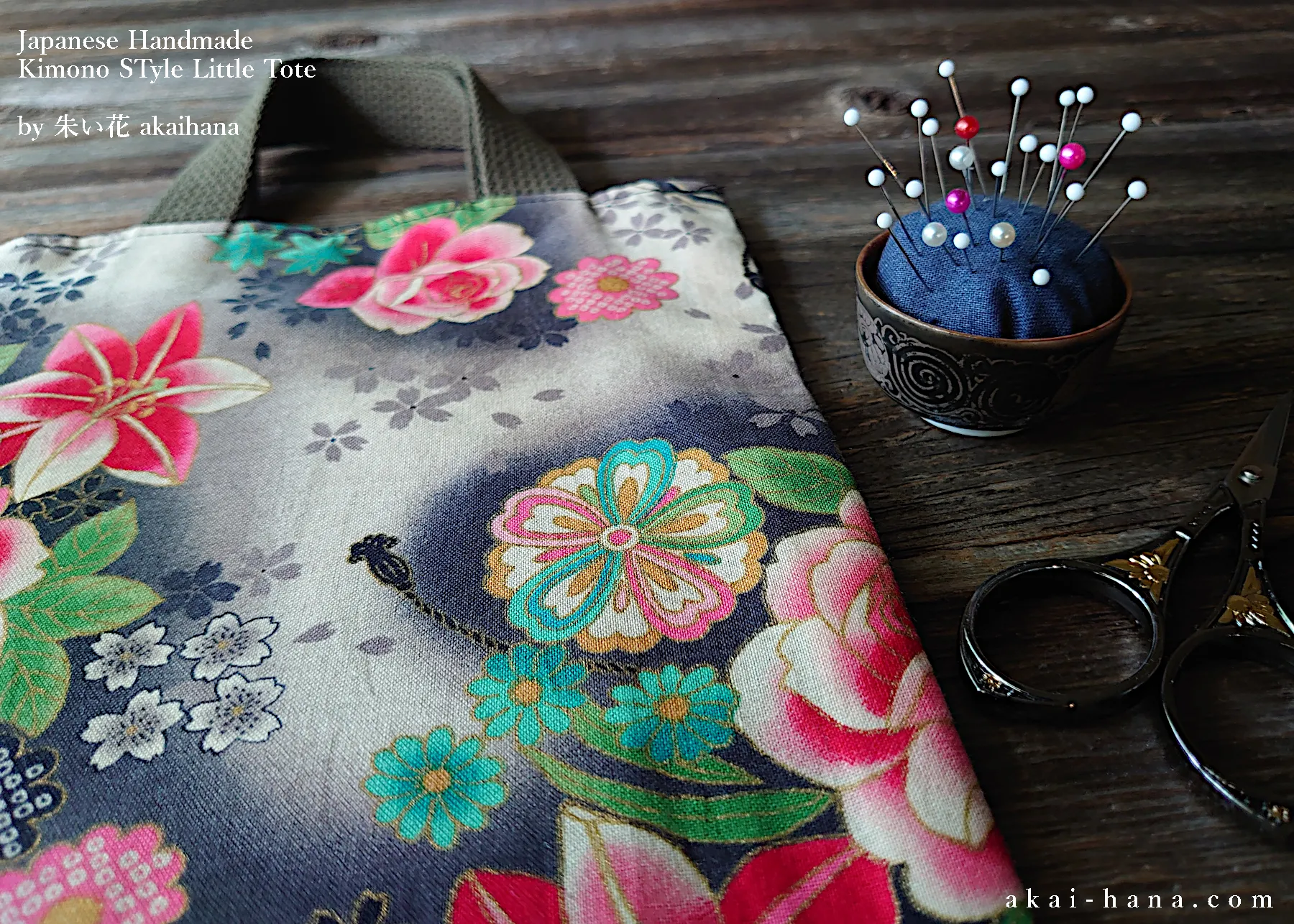Little Tote, Kimono Floral Black, tbls0017
