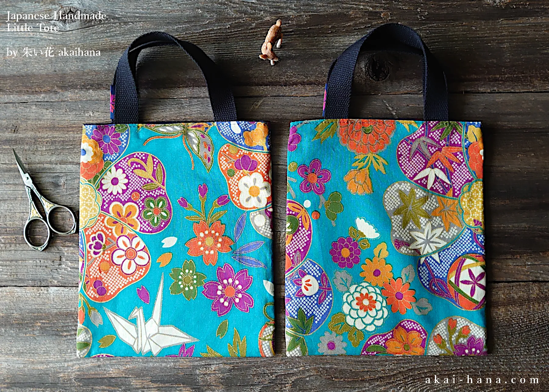 Little Tote, Kimono Floral Turquoise, tbls0020