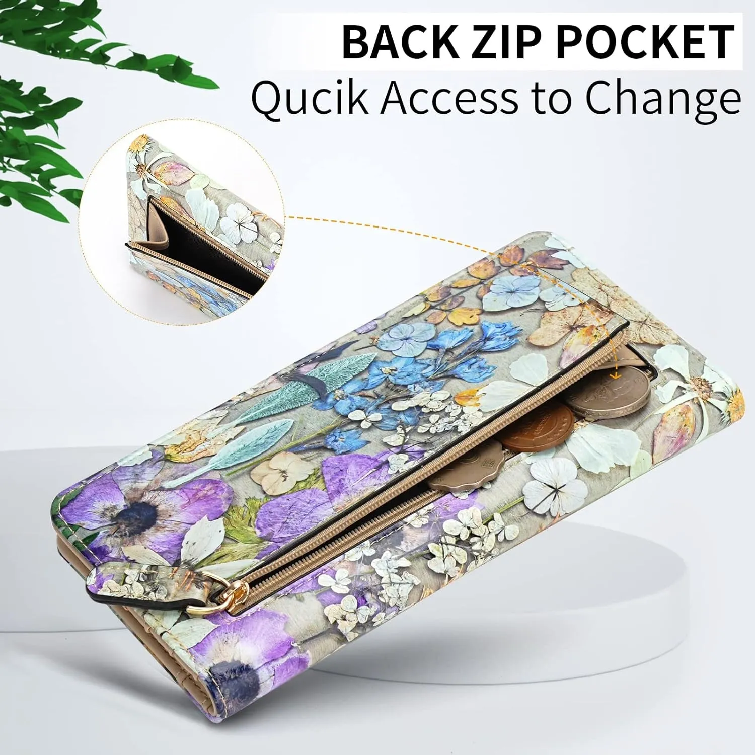 Long Clutch For Women, RFID Blocking Bifold Wallet