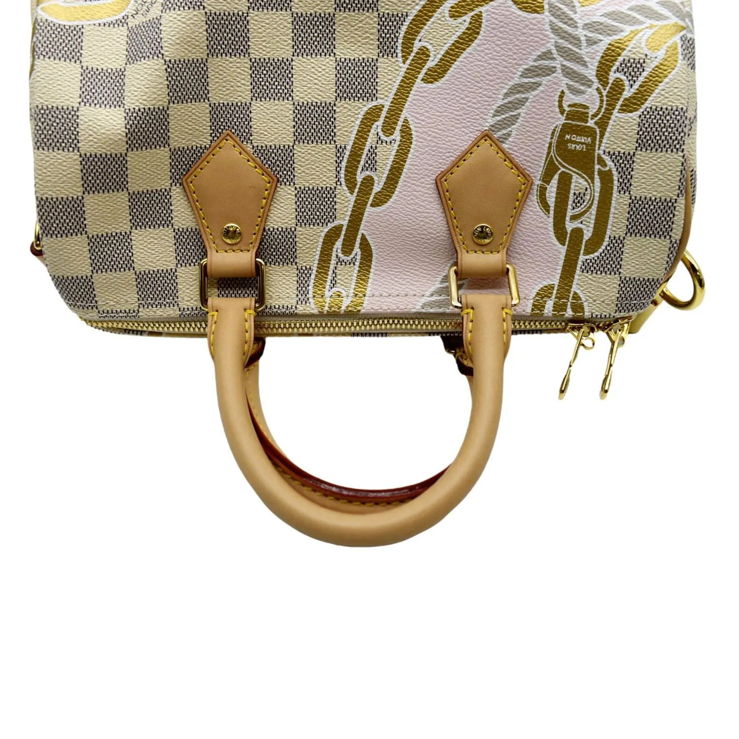 LOUIS VUITTON Nautical Speedy 25 Bandouliere Damier Azur Shoulder Bag White