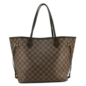 LOUIS VUITTON Neverfull MM Damier Ebene Shoulder Bag Brown