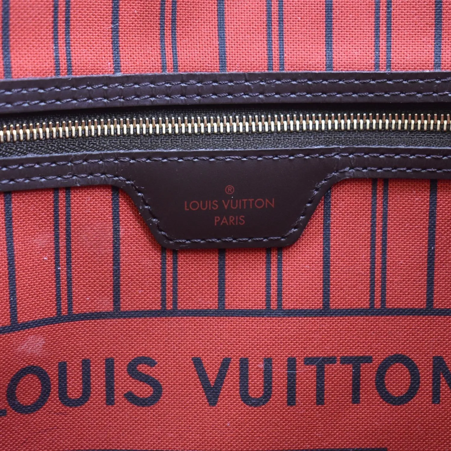 LOUIS VUITTON Neverfull MM Damier Ebene Shoulder Bag Brown