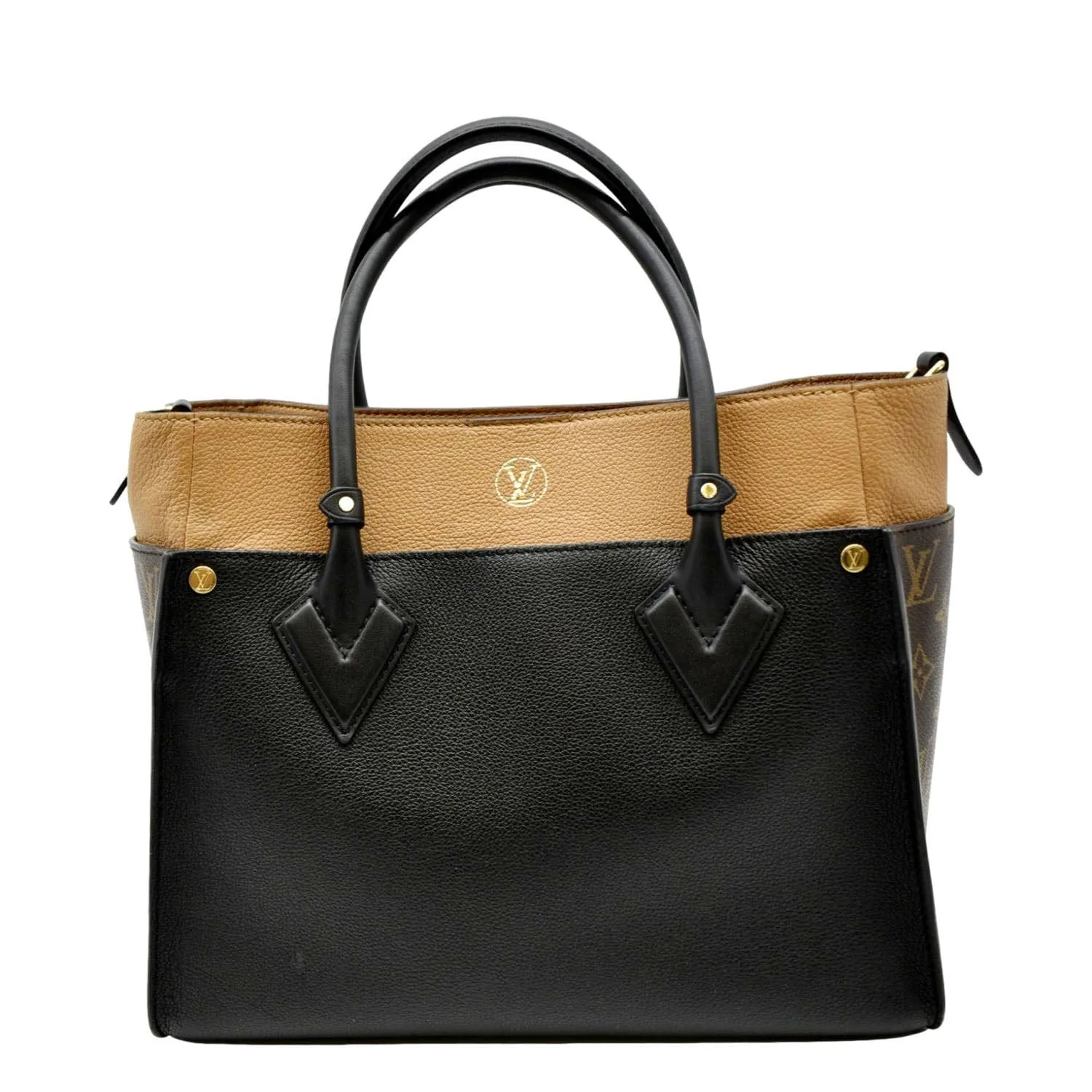 LOUIS VUITTON On My Side MM Calfskin Monogram Canvas Shoulder Bag Black