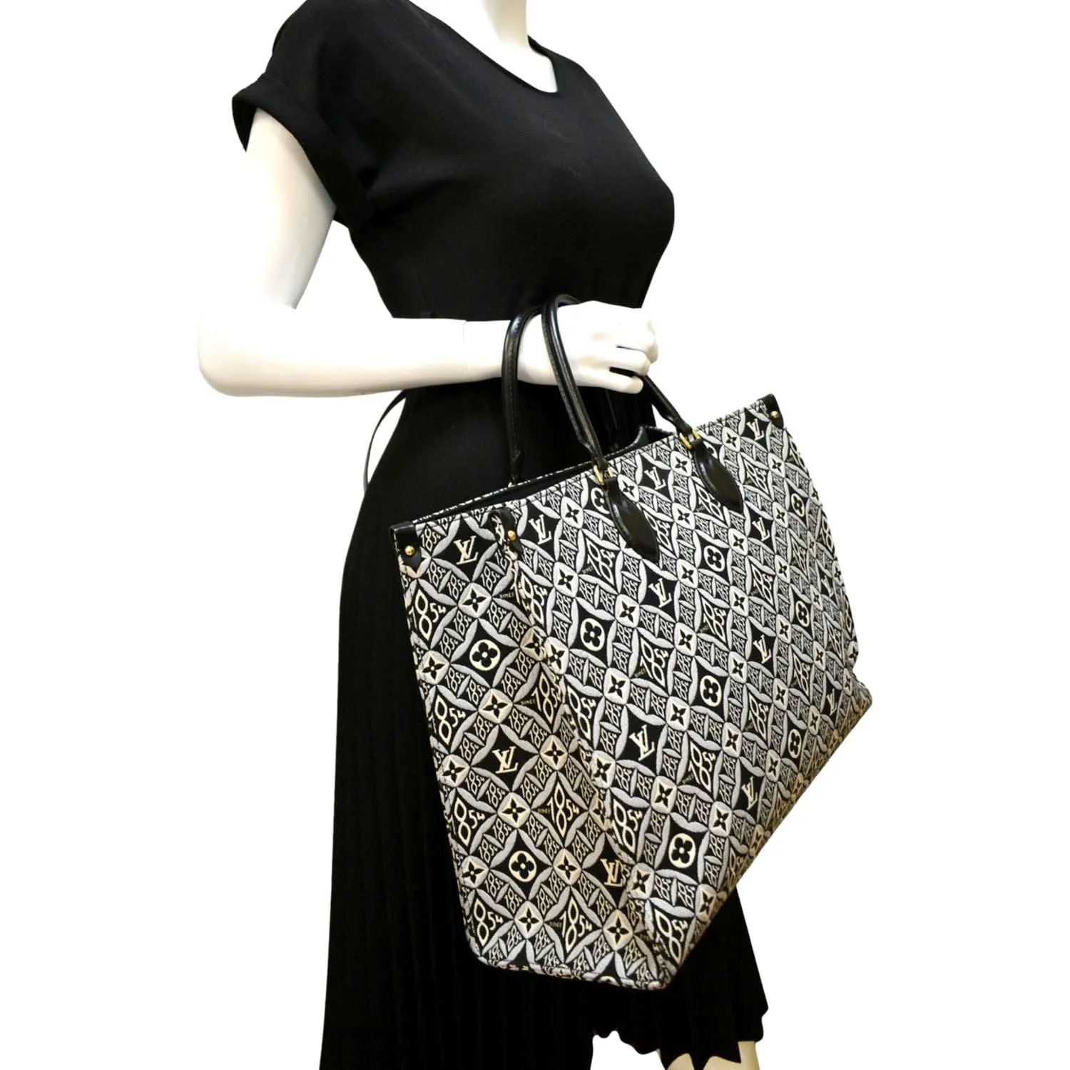 LOUIS VUITTON Onthego GM 1854 Jacquard Tote Bag Grey