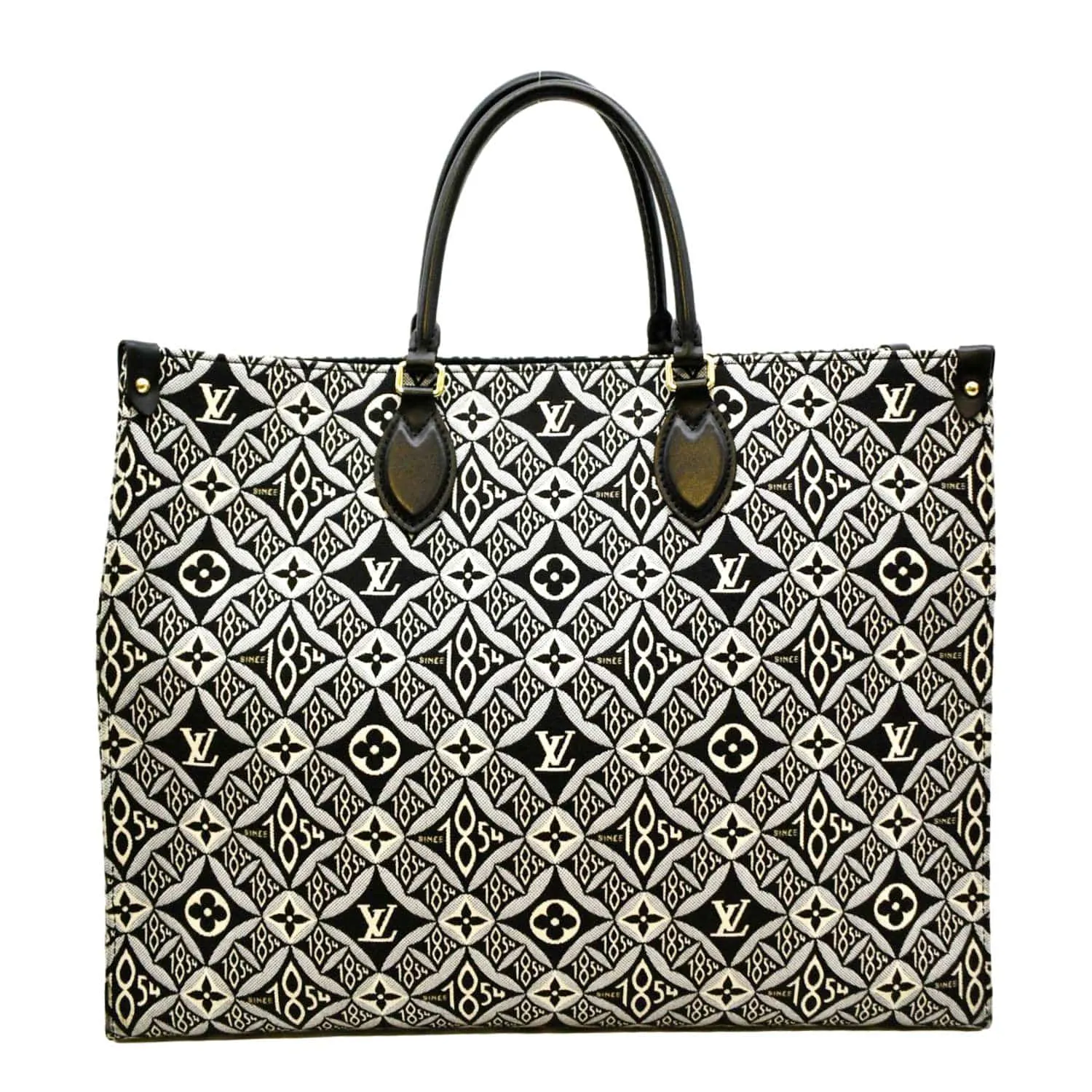 LOUIS VUITTON Onthego GM 1854 Jacquard Tote Bag Grey