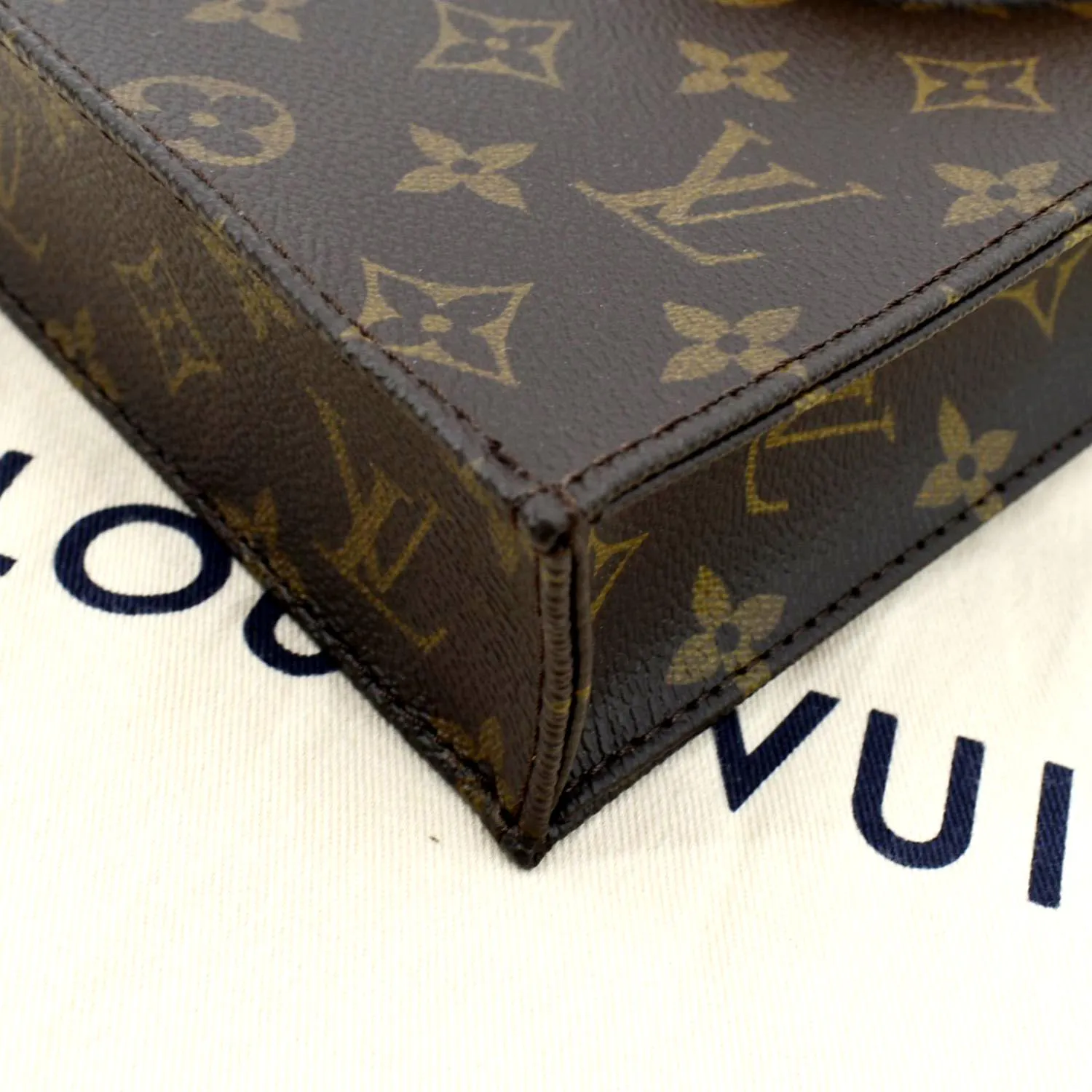 LOUIS VUITTON Petit Sac Plat Monogram Canvas Shoulder Bag Brown