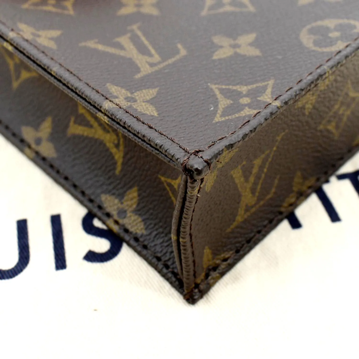 LOUIS VUITTON Petit Sac Plat Monogram Canvas Shoulder Bag Brown