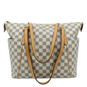 LOUIS VUITTON Totally MM Damier Azur Shoulder Bag White