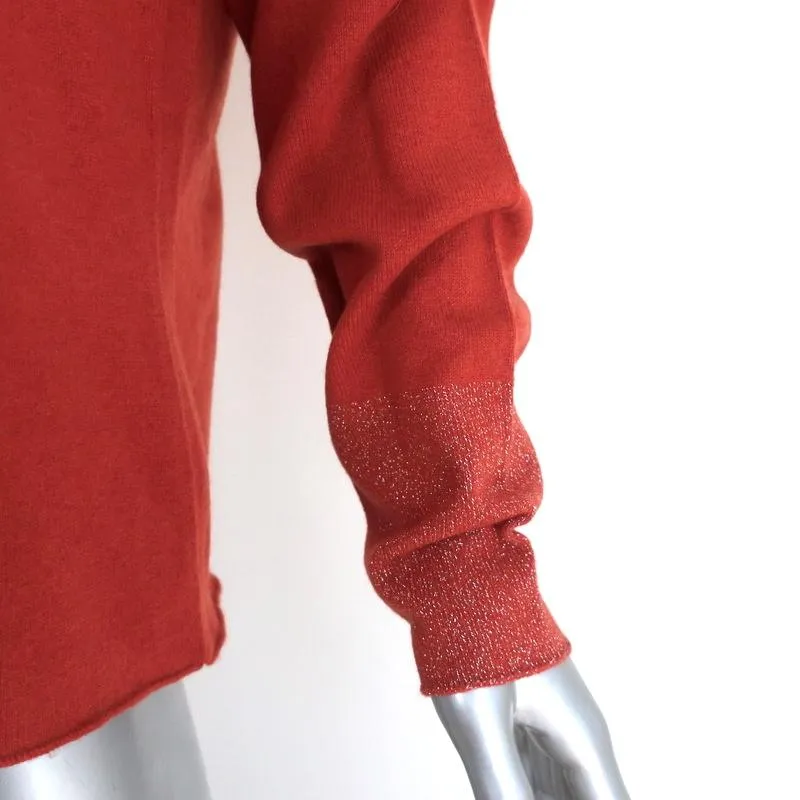 Lucien Pellat-Finet Cashmere Sweater Terracotta Metallic-Trim Size Medium