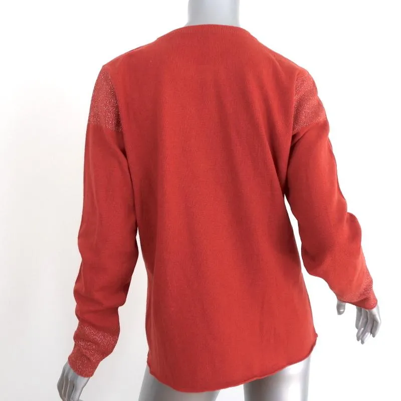 Lucien Pellat-Finet Cashmere Sweater Terracotta Metallic-Trim Size Medium