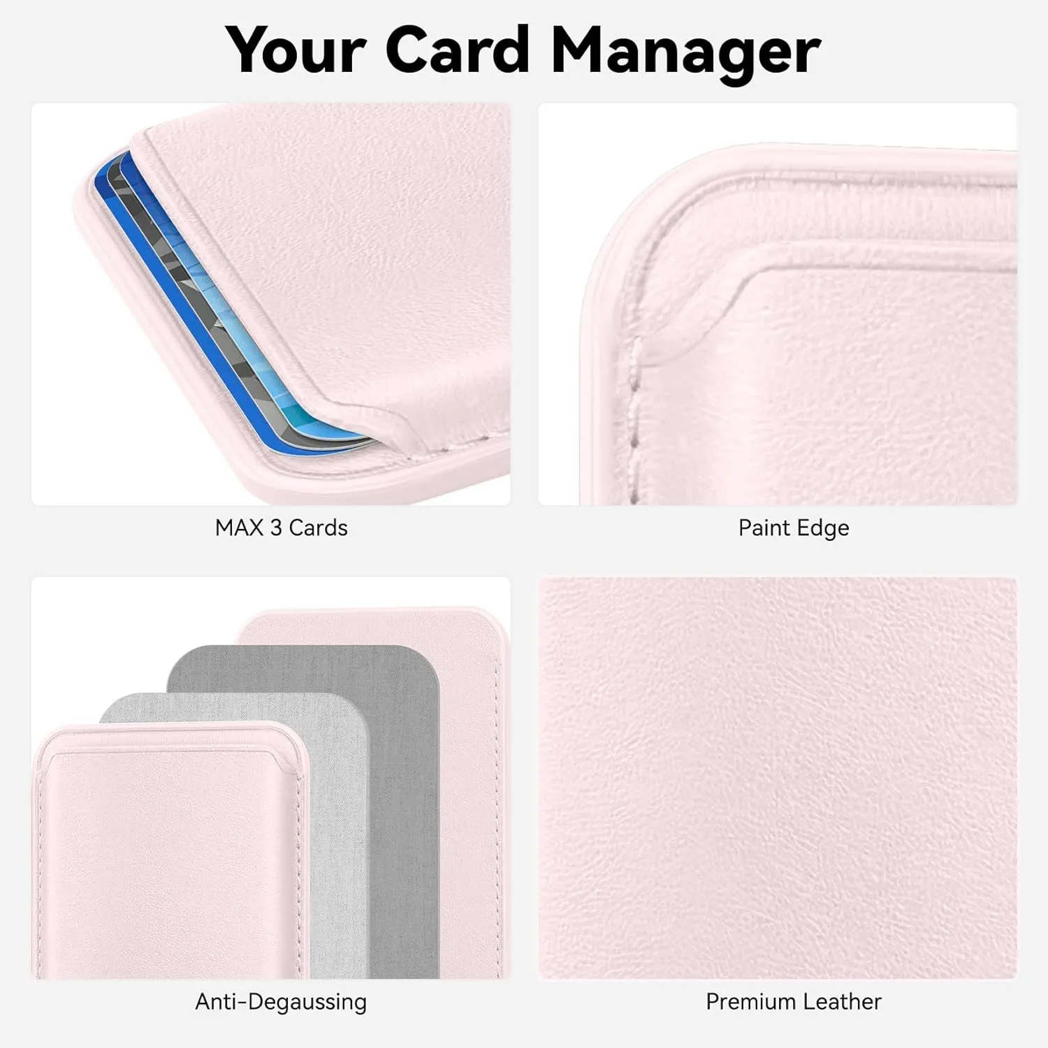 Magsafe Wallet, Cell Phone Card Holder with Mag-Safe, Magnetic RFID Leather Phone Wallet