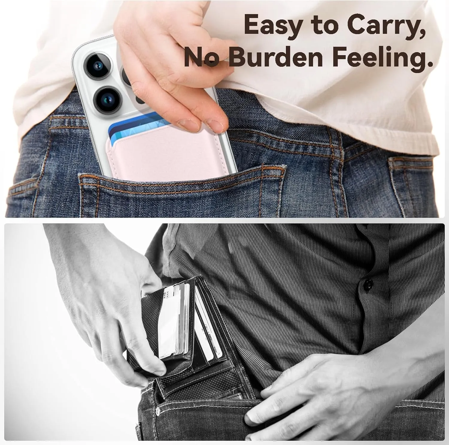 Magsafe Wallet, Cell Phone Card Holder with Mag-Safe, Magnetic RFID Leather Phone Wallet