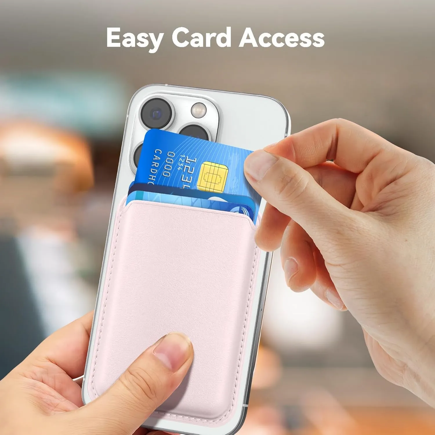 Magsafe Wallet, Cell Phone Card Holder with Mag-Safe, Magnetic RFID Leather Phone Wallet