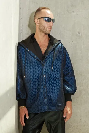 Metallic Neoprene Hoodie - Blue