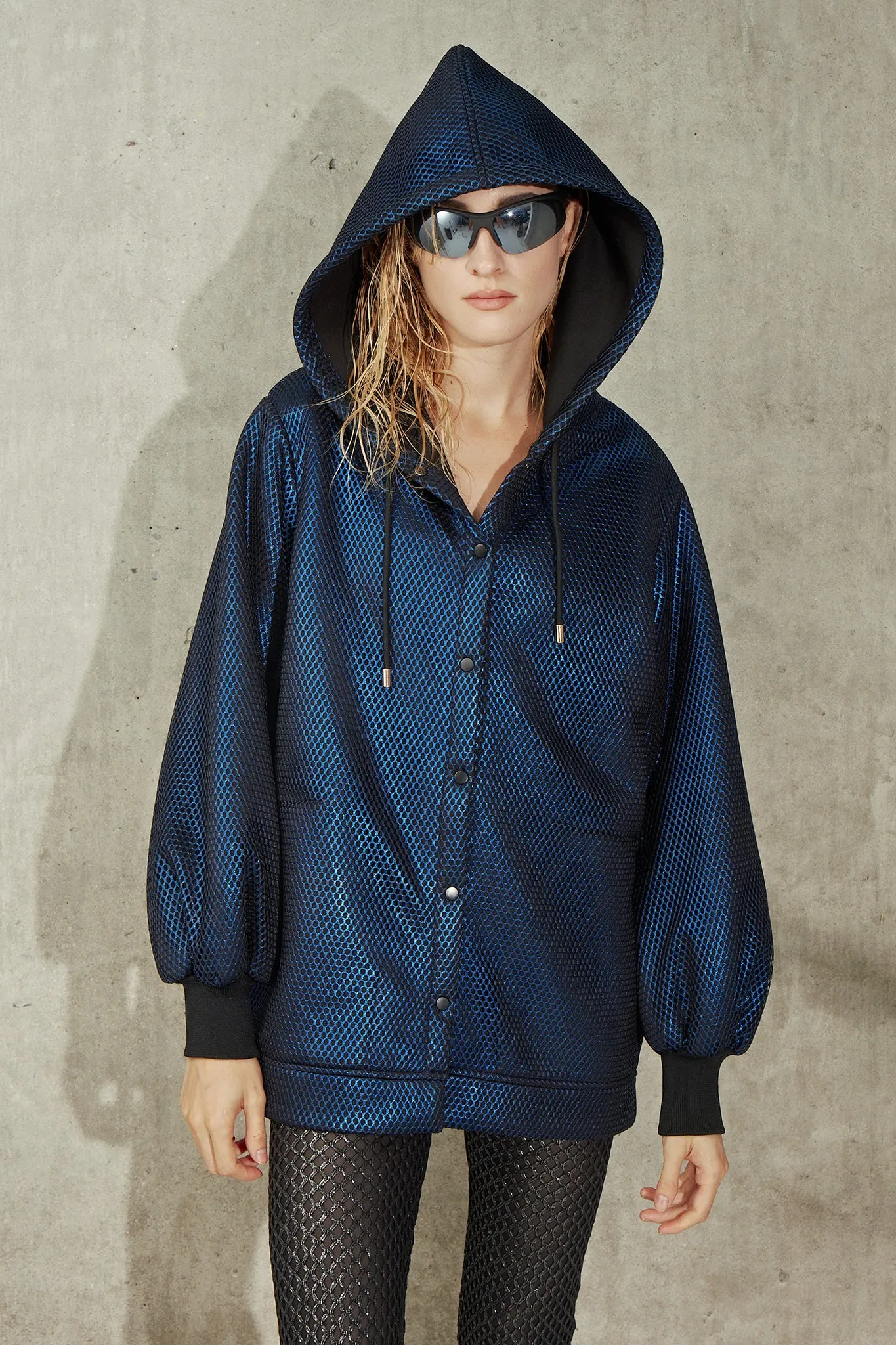 Metallic Neoprene Hoodie - Blue