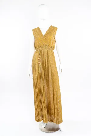 Metallic Pleated Maxi Dress
